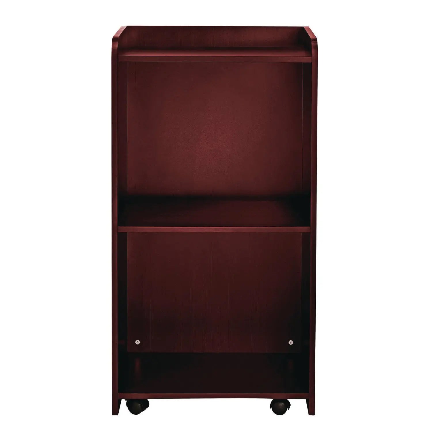 Wood Mobile Presentation Lectern Speaker Stand with Shelves, 22.44 x 16.53 x 45.98, Mahogany AdirOffice Flipcost