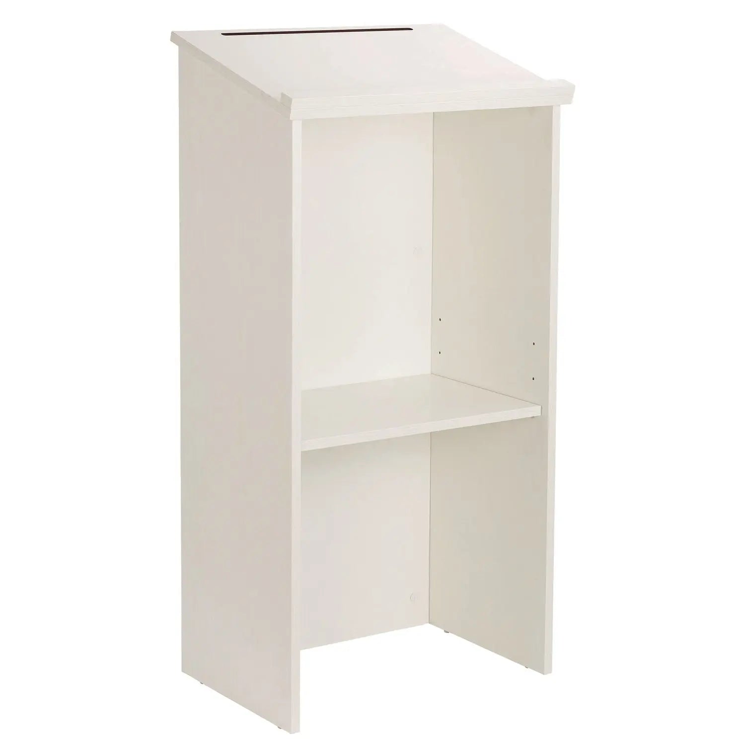 Wood Stand-up Podium Lectern Speaker Stand, 23 x 15 x 45.8, White