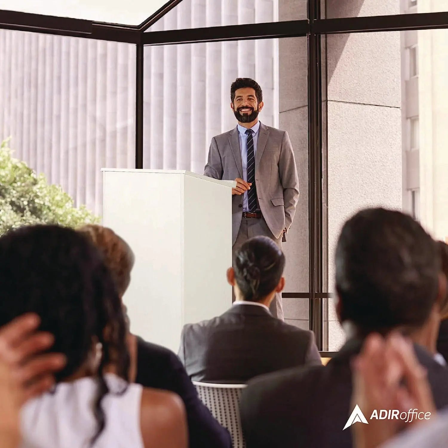 Wood Stand-up Podium Lectern Speaker Stand, 23 x 15 x 45.8, White AdirOffice Flipcost