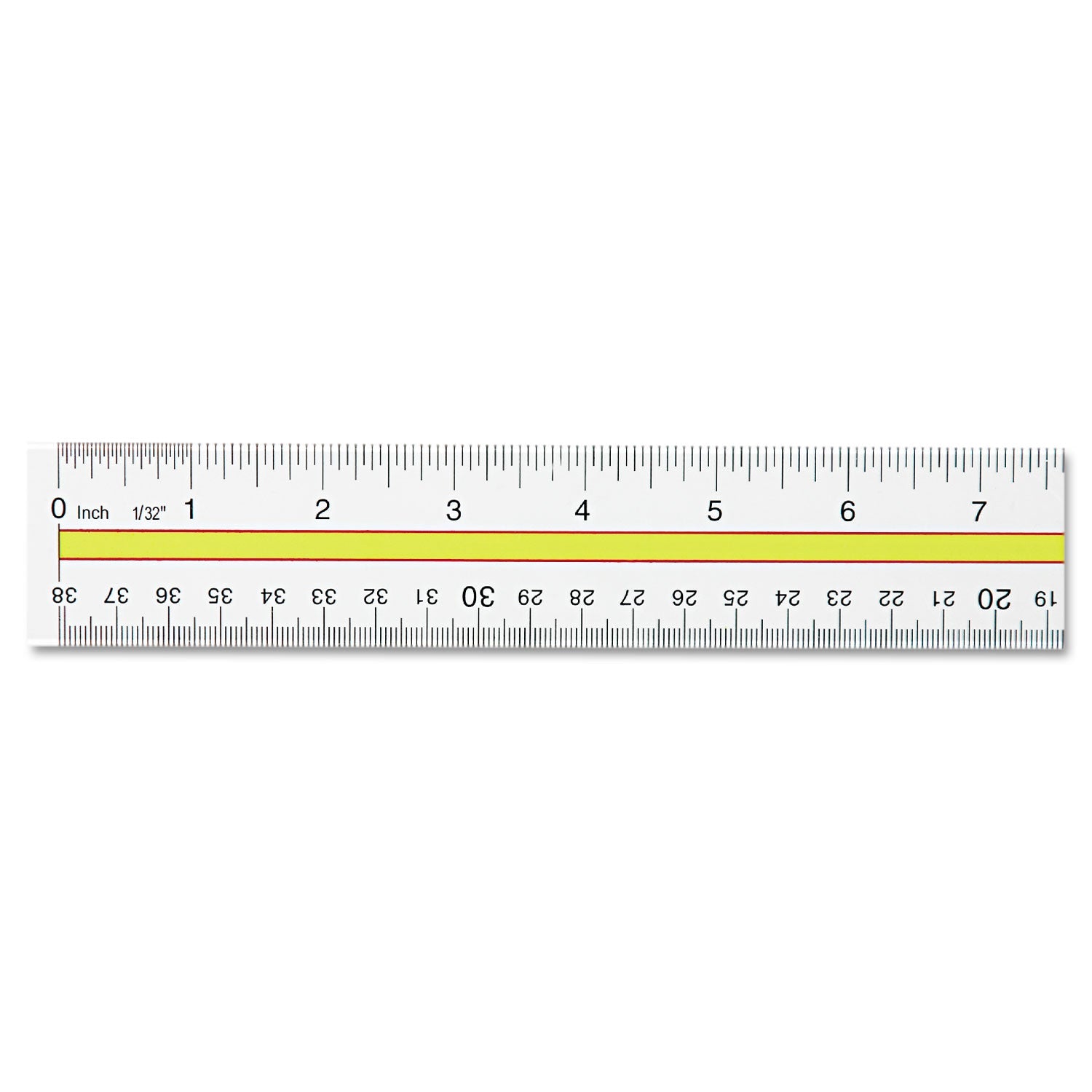 Westcott® Acrylic Data Highlight Reading Ruler With Tinted Guide, 15" Long, Clear/yellow