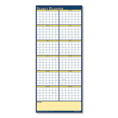 House of Doolittle™ Recycled Reversible Yearly Wall Planner, 60 x 26, White/Blue/Yellow Sheets, 12-Month (Jan to Dec): 2024 Flipcost Flipcost