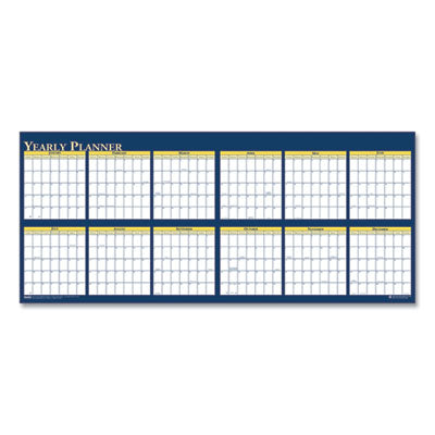 House of Doolittle™ Recycled Reversible Yearly Wall Planner, 60 x 26, White/Blue/Yellow Sheets, 12-Month (Jan to Dec): 2024 Flipcost Flipcost