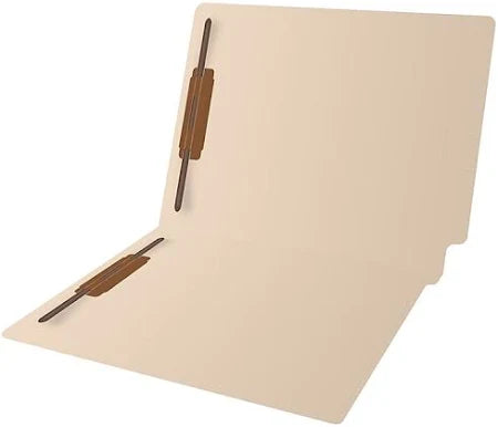 Medical Arts Press® Heavy-Duty End Tab Fastener Folders, 0.75" Expansion, 2 Fasteners, Letter Size, Manila Exterior, 250/Carton