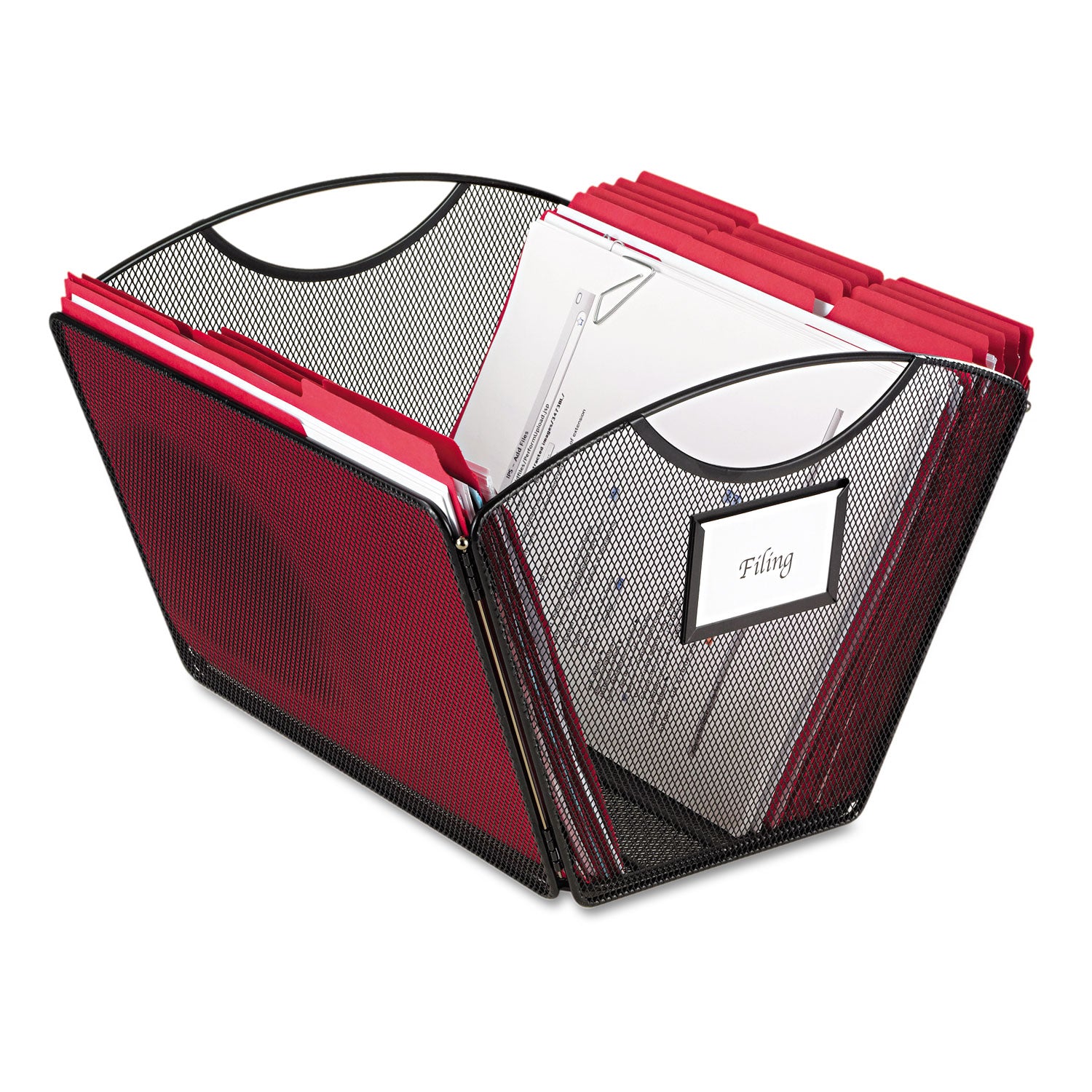 Safco® Onyx Mesh Desktop Tub File, Letter Files, 12.5" X 13.75" X 9.5", Black