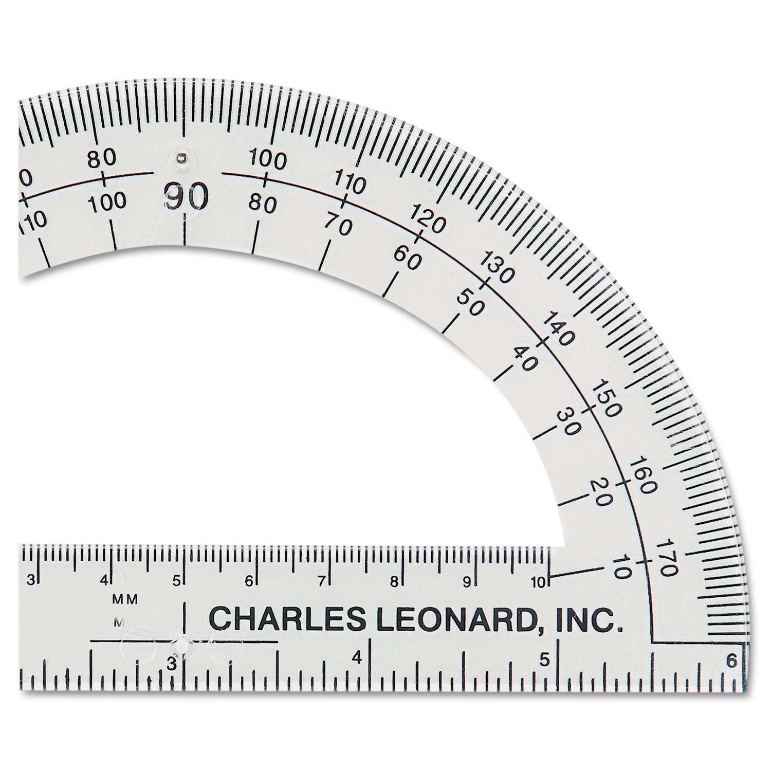 Charles Leonard® Open Center Protractor, Plastic, 6