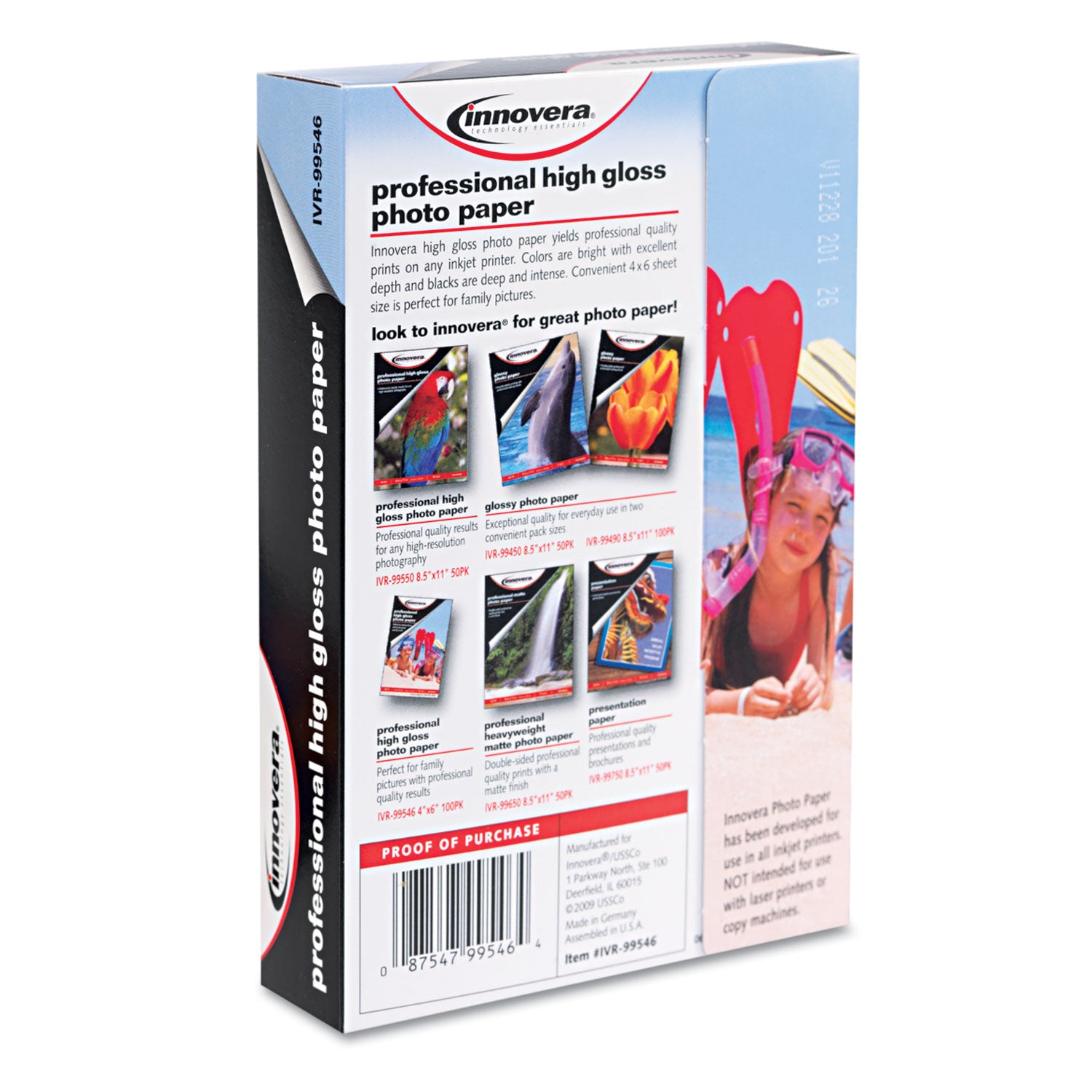 Innovera® High-Gloss Photo Paper, 10 Mil, 4 X 6, High-Gloss White, 100/pack