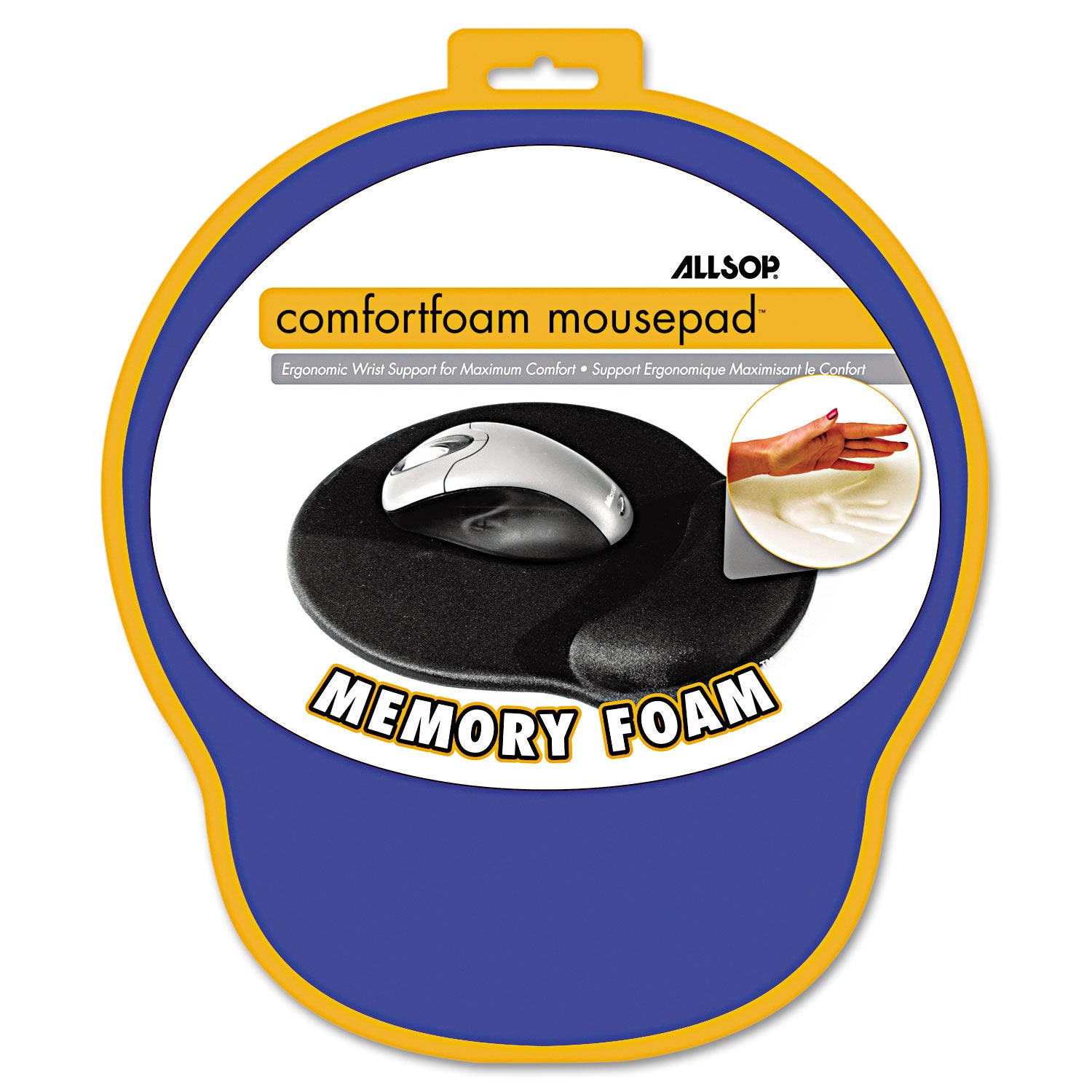 Allsop® MousePad Pro Memory Foam Mouse Pad with Wrist Rest, 9 x 10, Blue