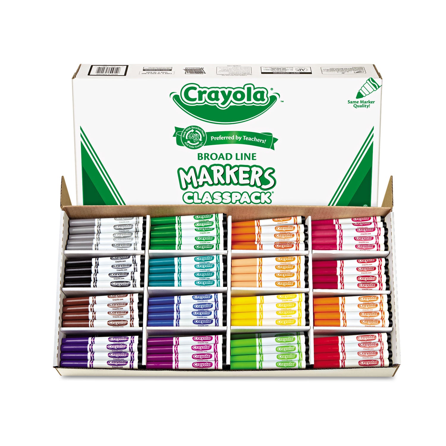Crayola® Non-Washable Marker, Broad Bullet Tip, Assorted Classic Colors, 256/box