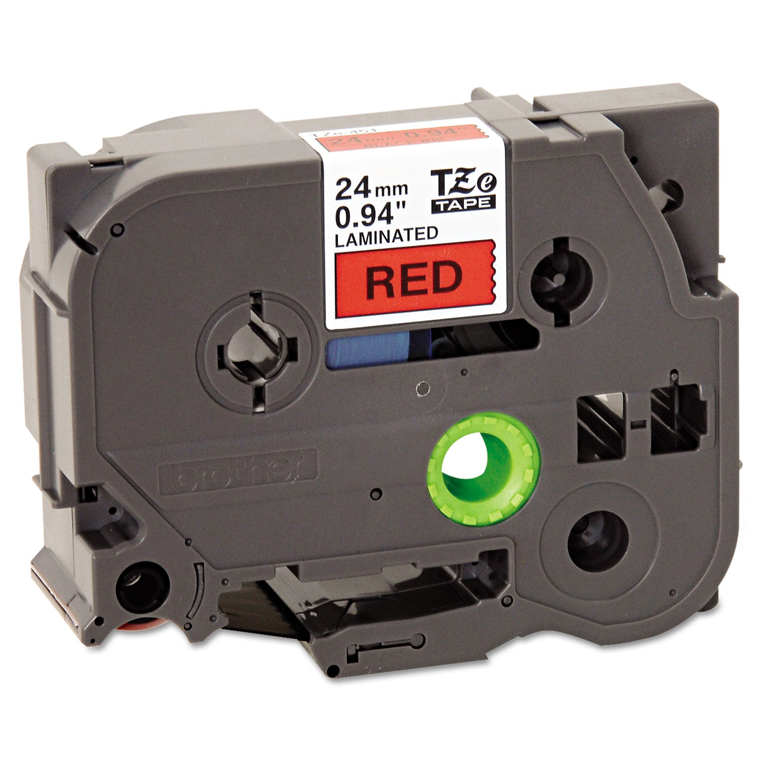 Brother P-Touch® Tze Standard Adhesive Laminated Labeling Tape, 0.94" X 26.2 Ft, Black On Red