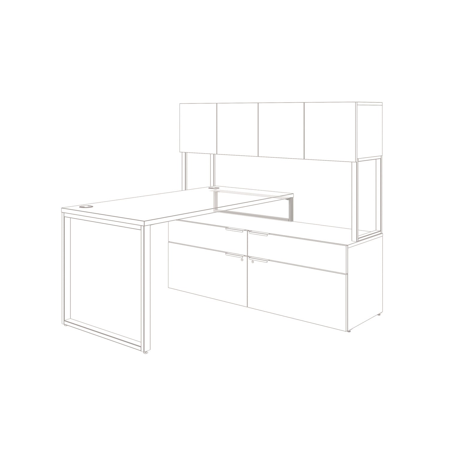 HON® Voi O-Leg Support For Low Credenza, 2 X 29.75 X 7, Platinum Metallic