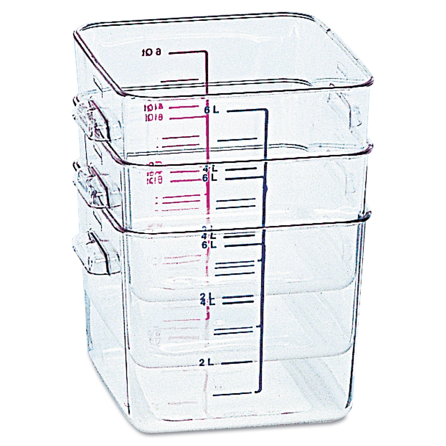 Rubbermaid® Commercial SpaceSaver Square Containers, 2 qt, 8.8 x 8.75 x 2.7, Clear, Plastic