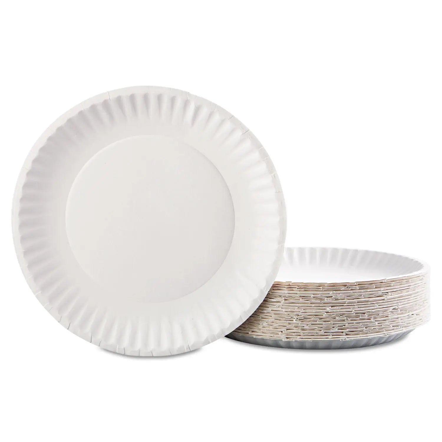 Paper Plates, 9" dia, White, 100/Pack, 12 Packs/Carton AJM Packaging Corporation Flipcost