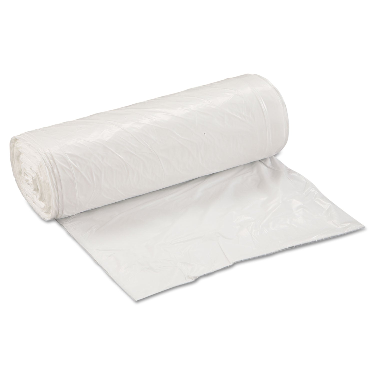 Low-Density Commercial Can Liners, 30 gal, 0.8 mil, 30" x 36", White, Interleaved Roll, 25 Bags/Roll, 8 Rolls/Carton