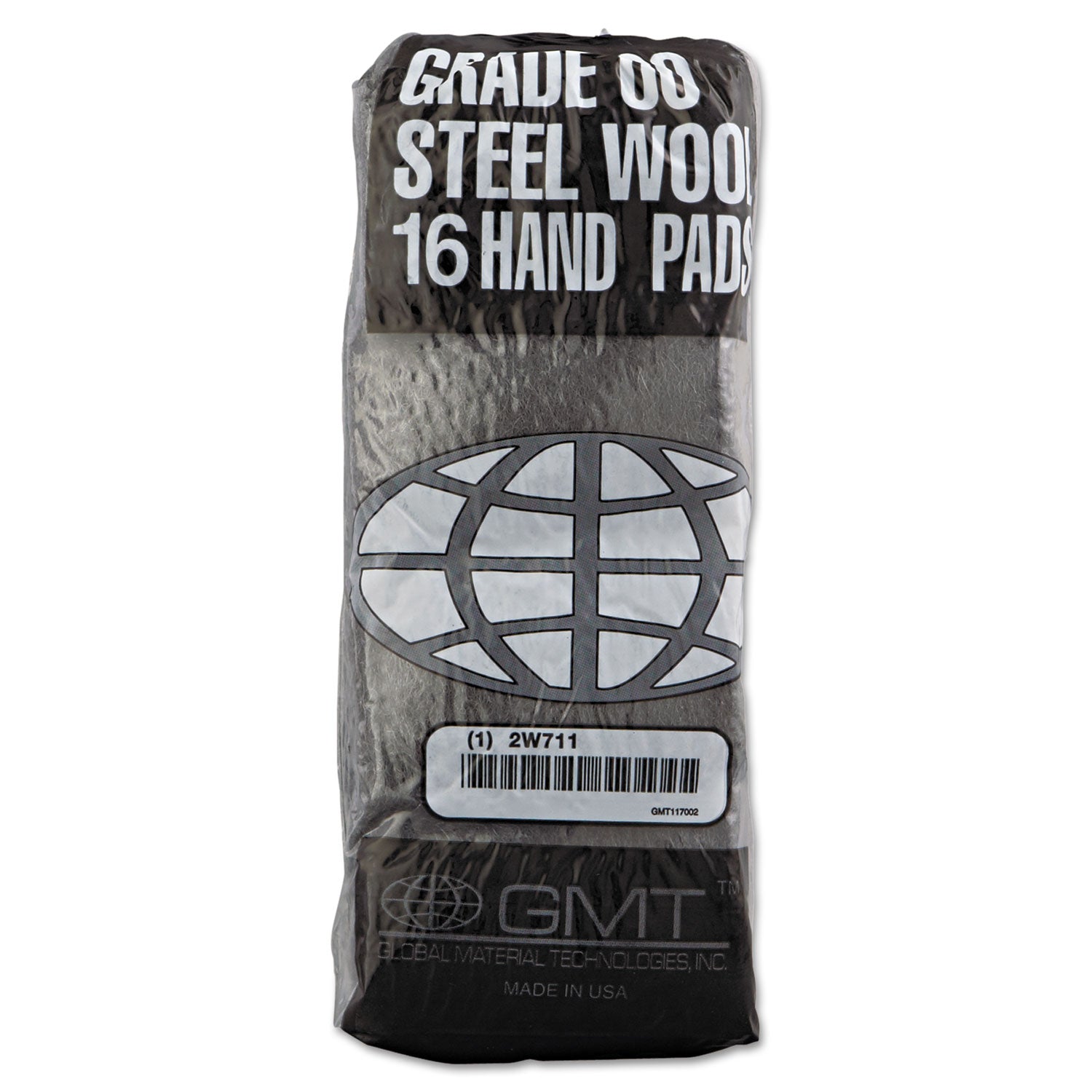 GMT Industrial-Quality Steel Wool Hand Pads, #00 Very Fine, Steel Gray, 16 Pads/sleeve, 12/sleeves/carton