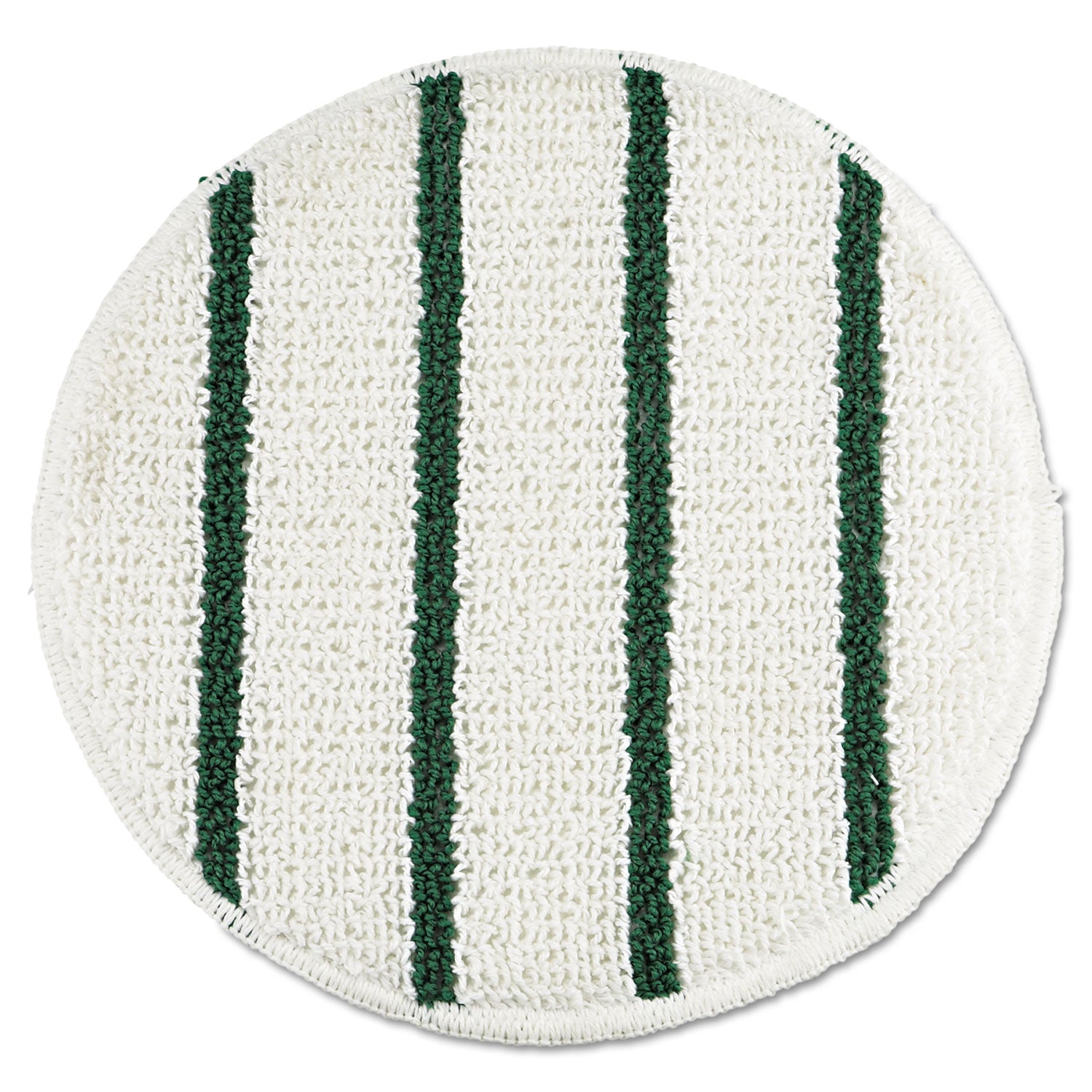 Low Profile Scrub-Strip Carpet Bonnet, 19" Diameter, White/Green