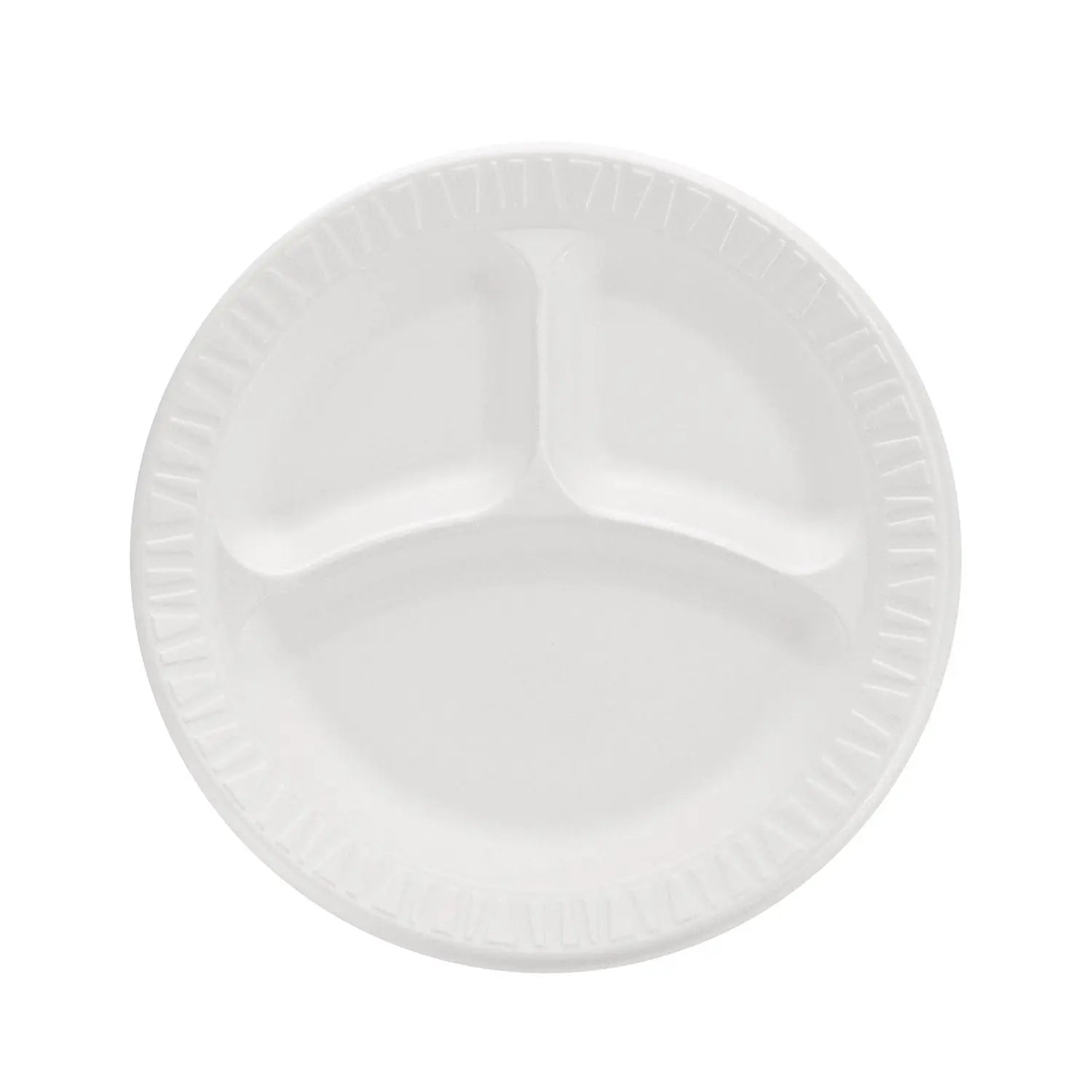 Concorde Foam Plate, 3-Compartment Plate, 9" dia, White, 125/Pack, 4 Packs/Carton
