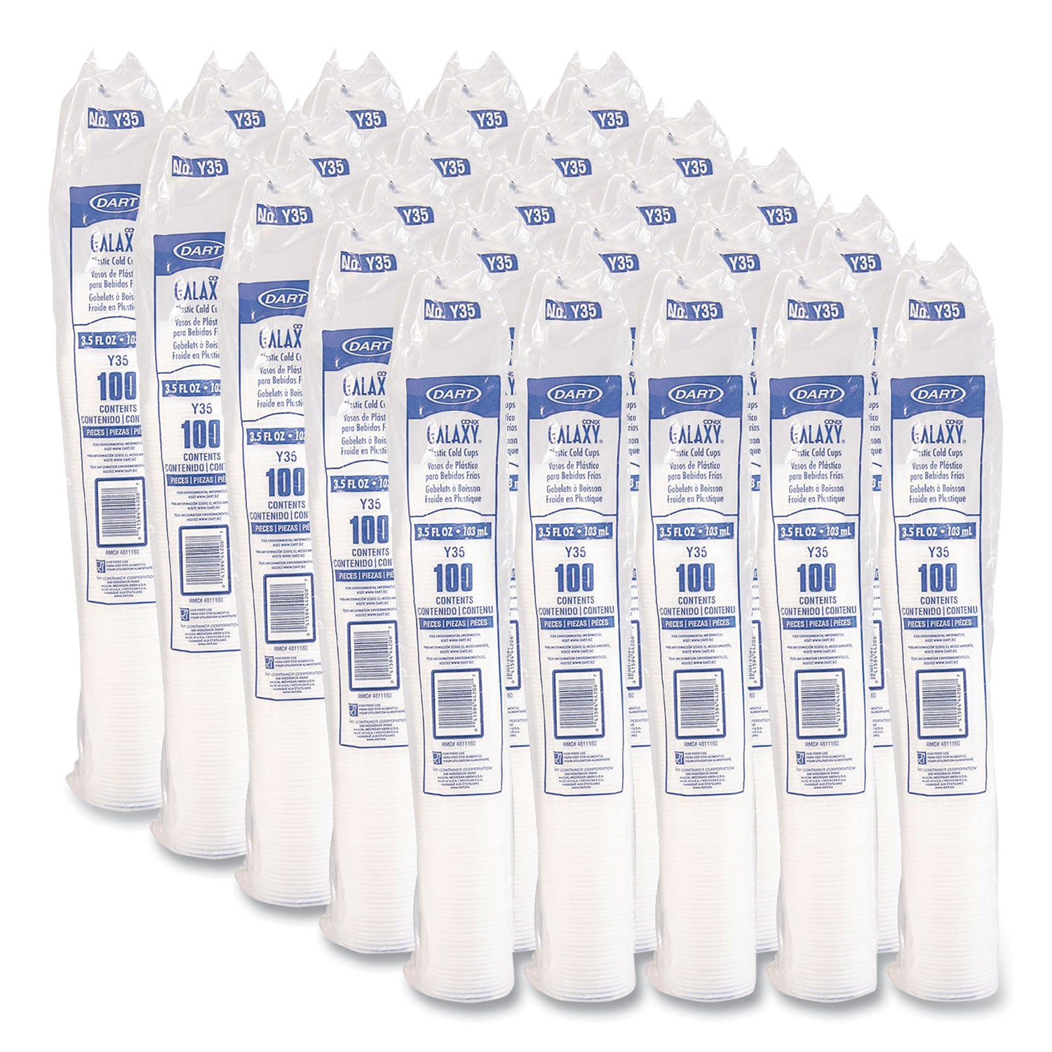 Dart® High-Impact Polystyrene Cold Cups, 3.5 oz, Plastic, Translucent, 100/Sleeve, 25 Sleeves/Carton