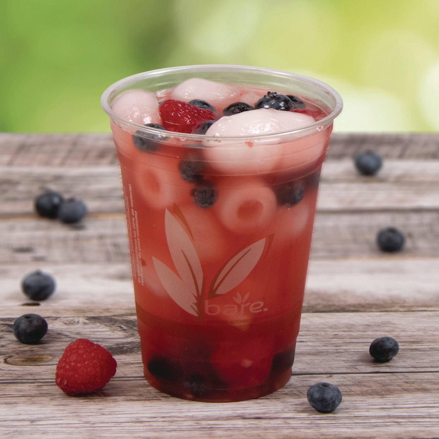 Dart® Bare Eco-Forward RPET Cold Cups, 16 oz to 18 oz, Plastic, Leaf Design, Clear, 50/Pack, 20 Packs/Carton