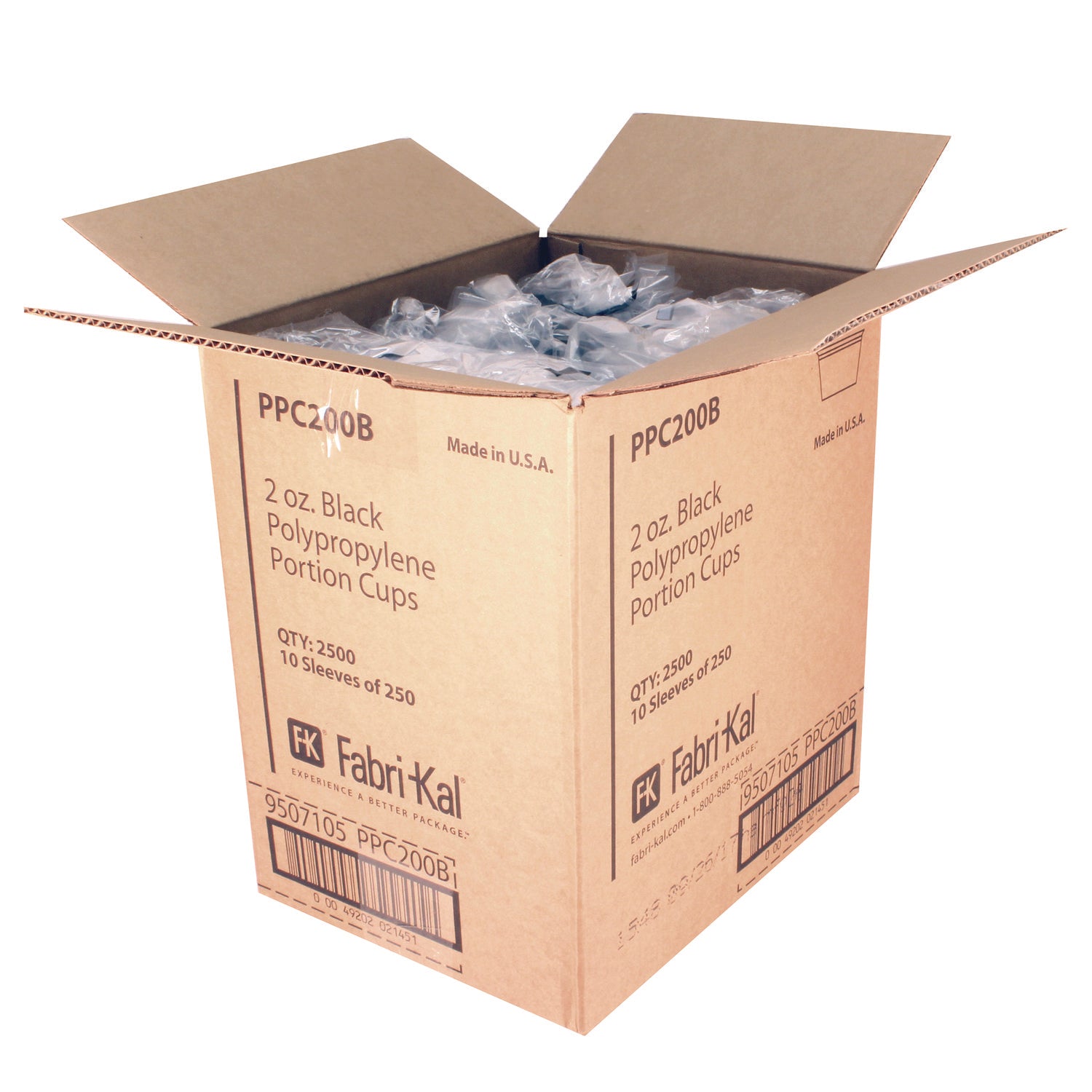 Fabri-Kal® Portion Cups, 2 oz, Plastic, Black, 2,500/Carton