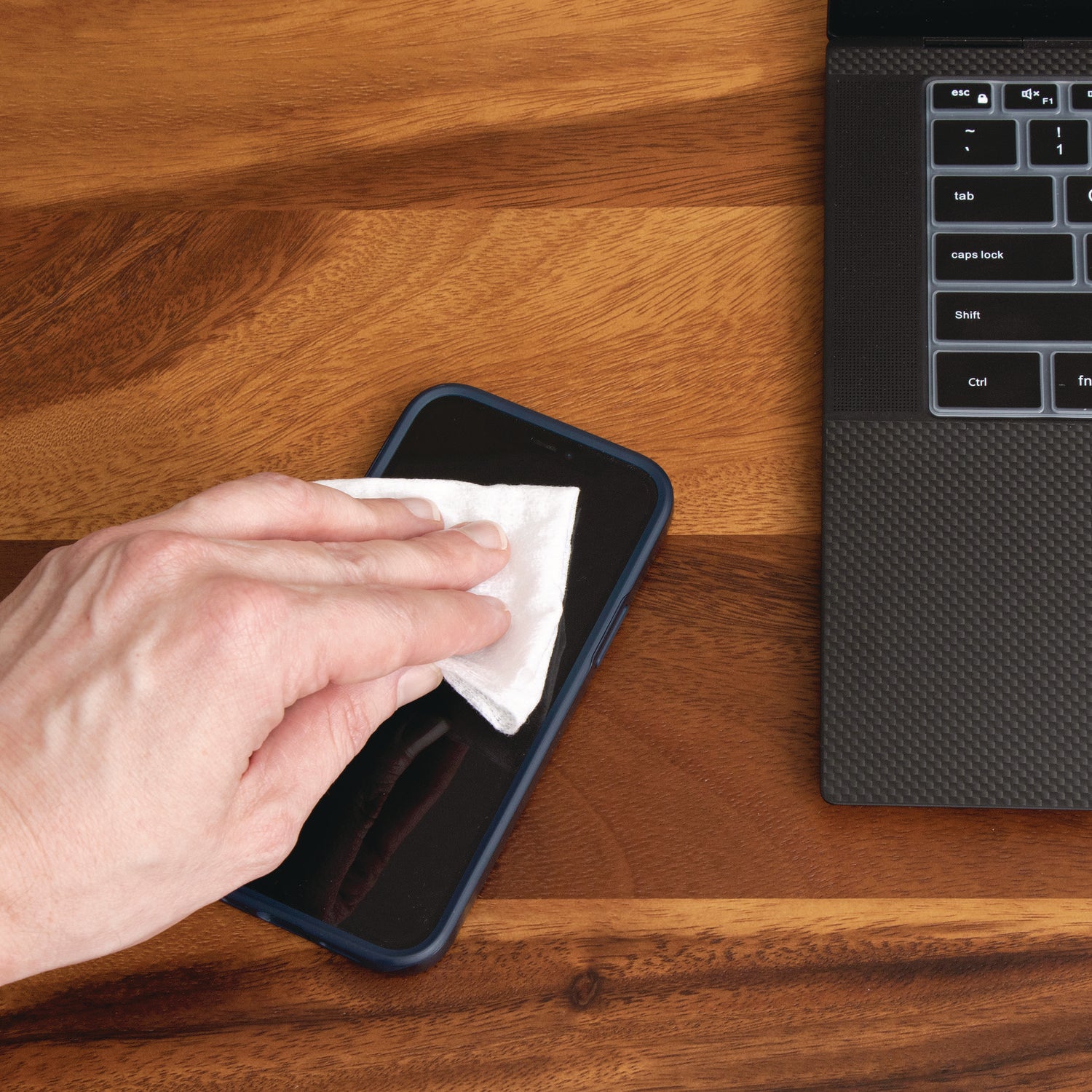 Read Right® PhoneKleen Wet Wipes, Cloth, 5 x 5, 50/Tub