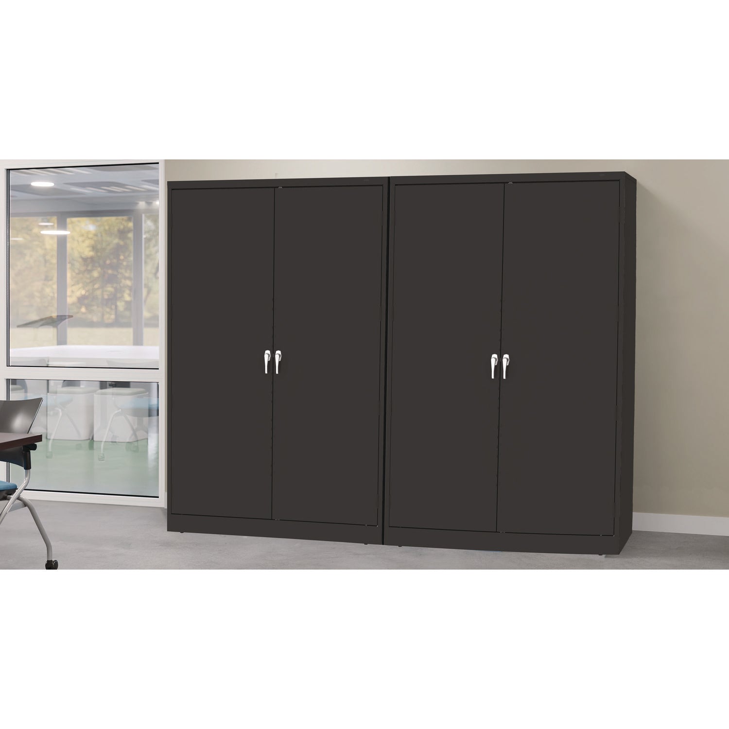 Tennsco Jumbo Combination Steel Storage Cabinet, 48w X 24d X 78h, Black