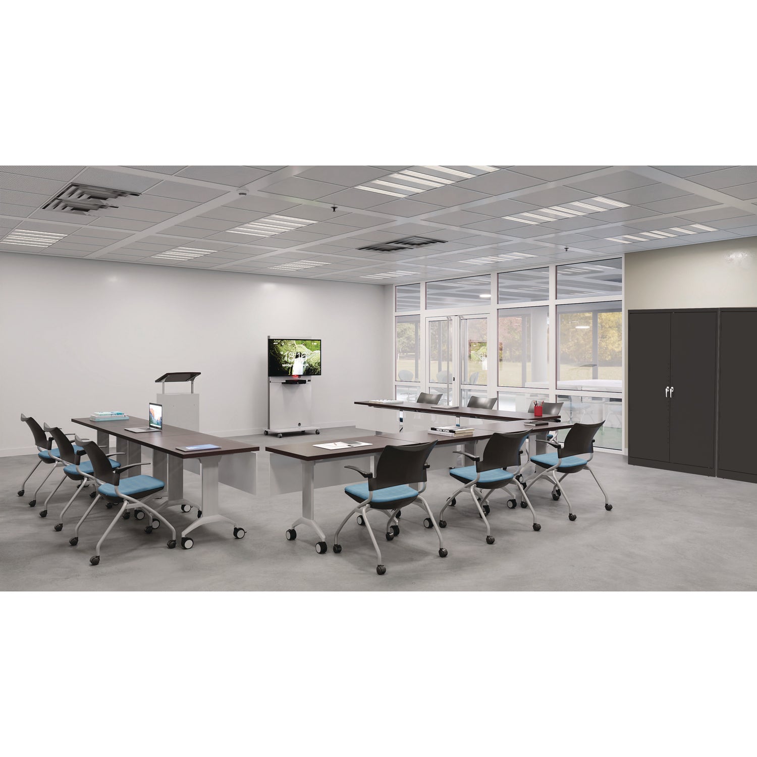 Tennsco Jumbo Combination Steel Storage Cabinet, 48w X 24d X 78h, Black