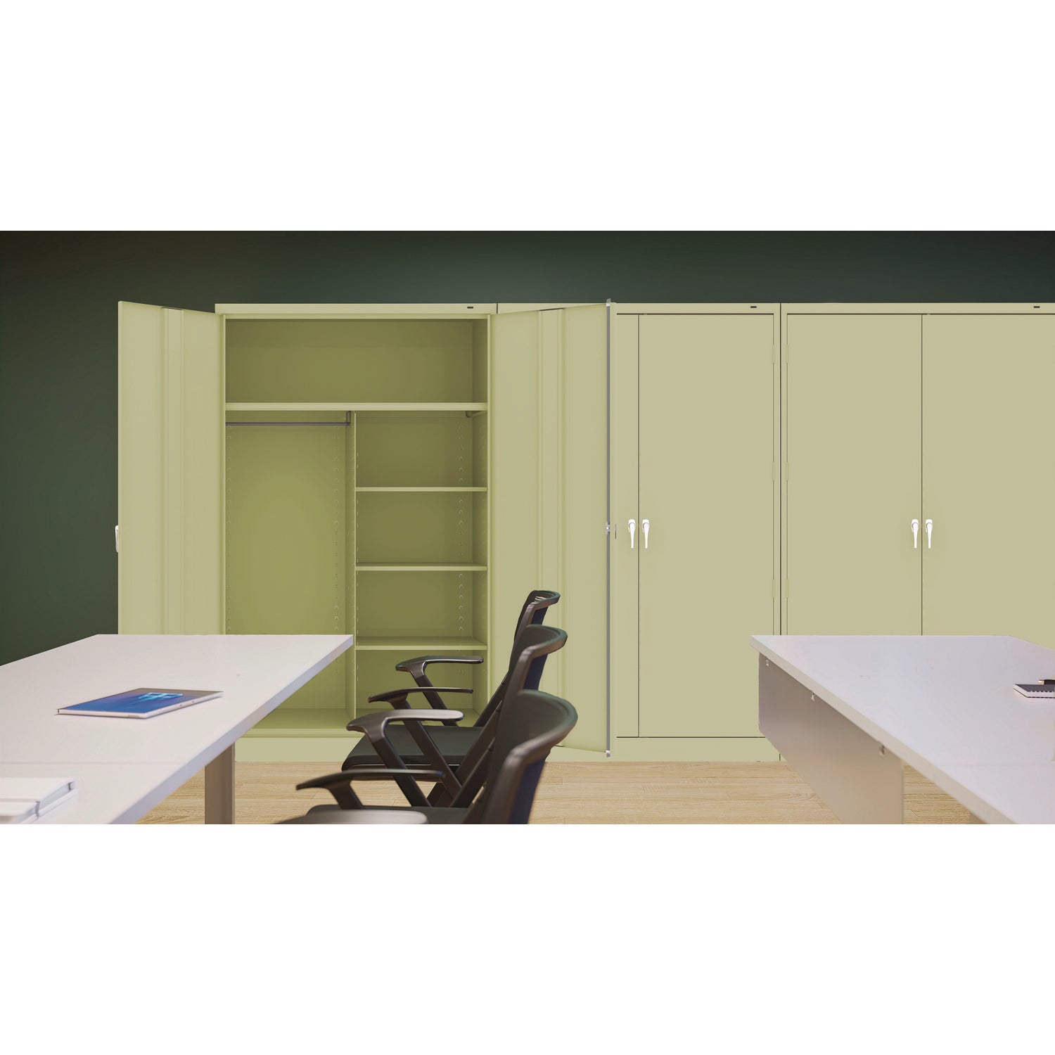 Tennsco Jumbo Combination Steel Storage Cabinet, 48w X 24d X 78h, Putty