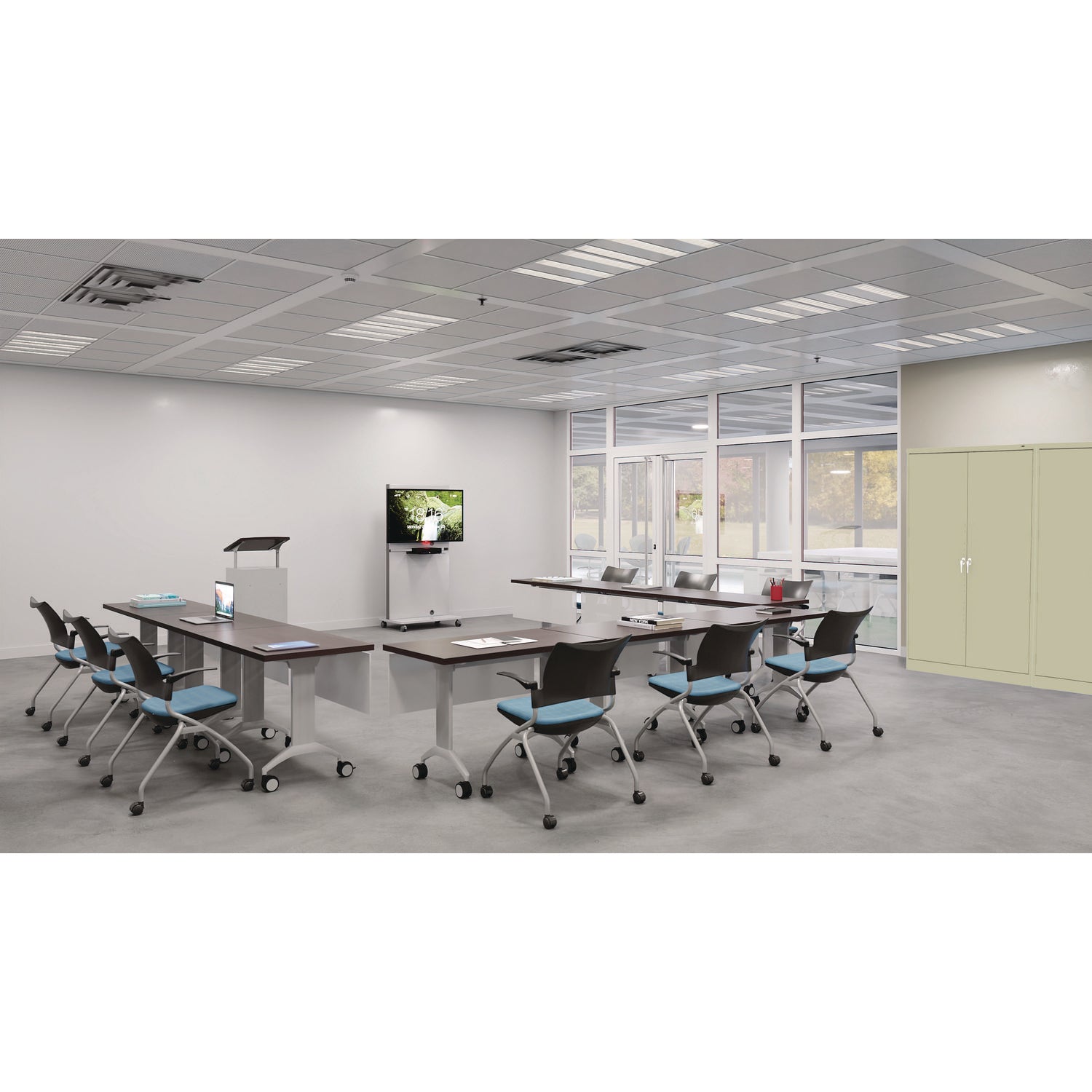 Tennsco Jumbo Combination Steel Storage Cabinet, 48w X 24d X 78h, Putty