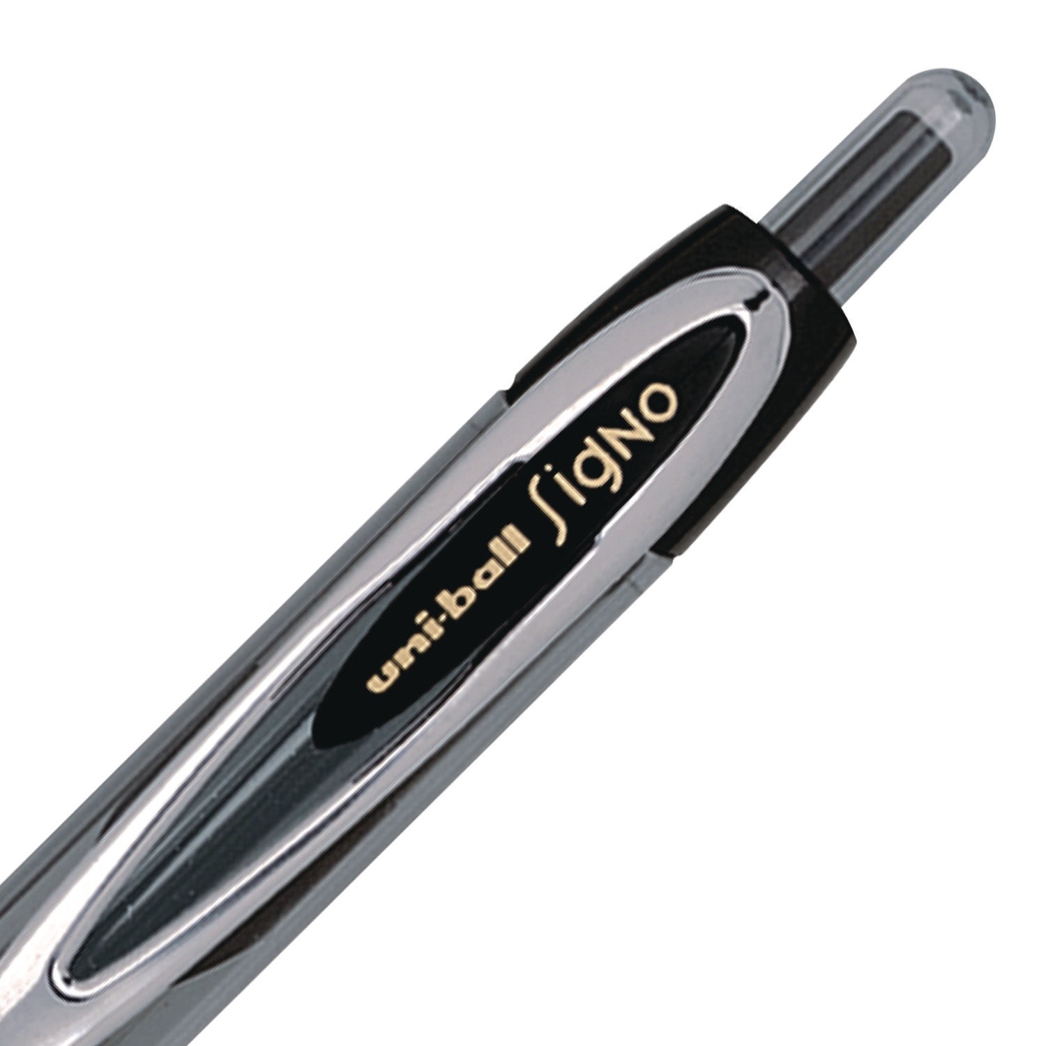 uniball® Signo 207 Gel Pen, Retractable, Fine 0.5 mm, Black Ink, Smoke/Black Barrel, 4/Pack