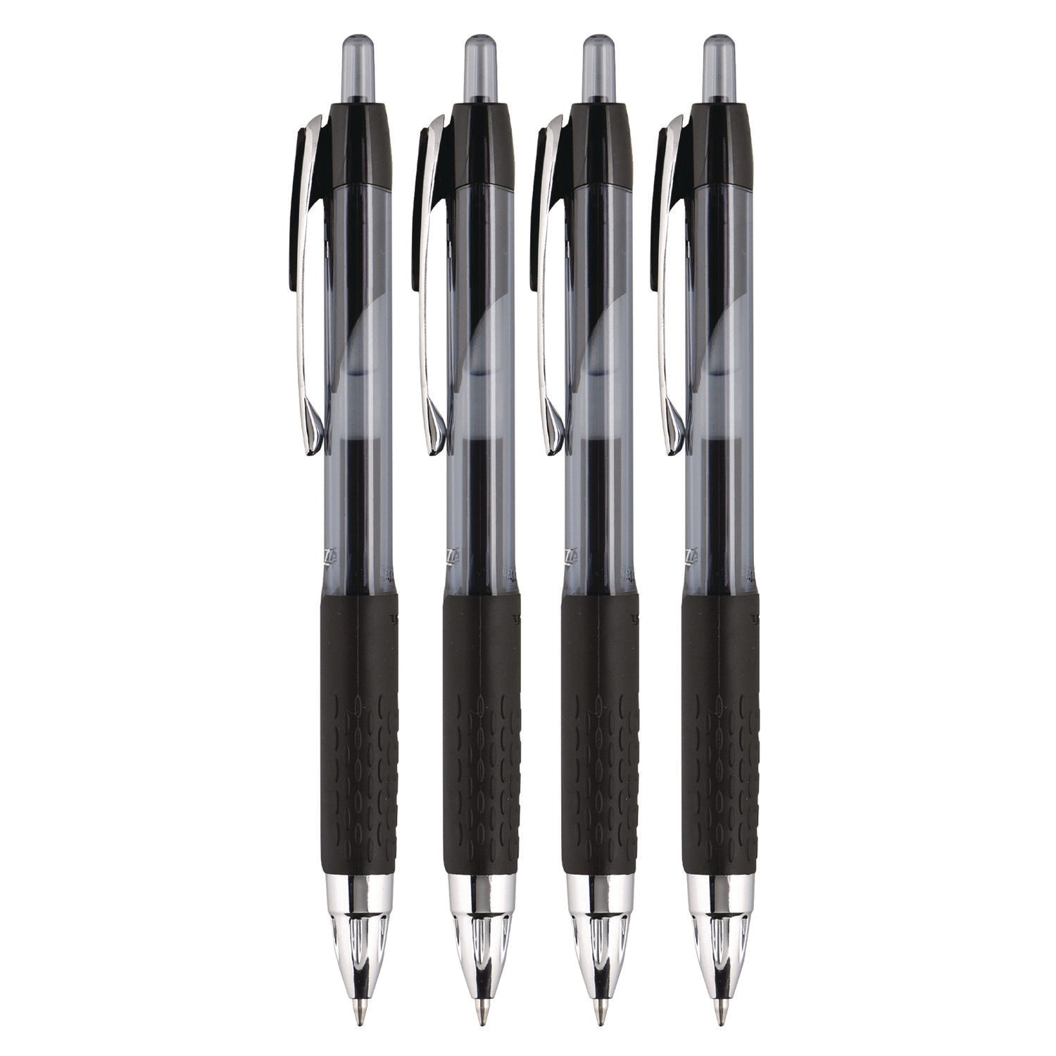 uniball® Signo 207 Gel Pen, Retractable, Fine 0.5 mm, Black Ink, Smoke/Black Barrel, 4/Pack