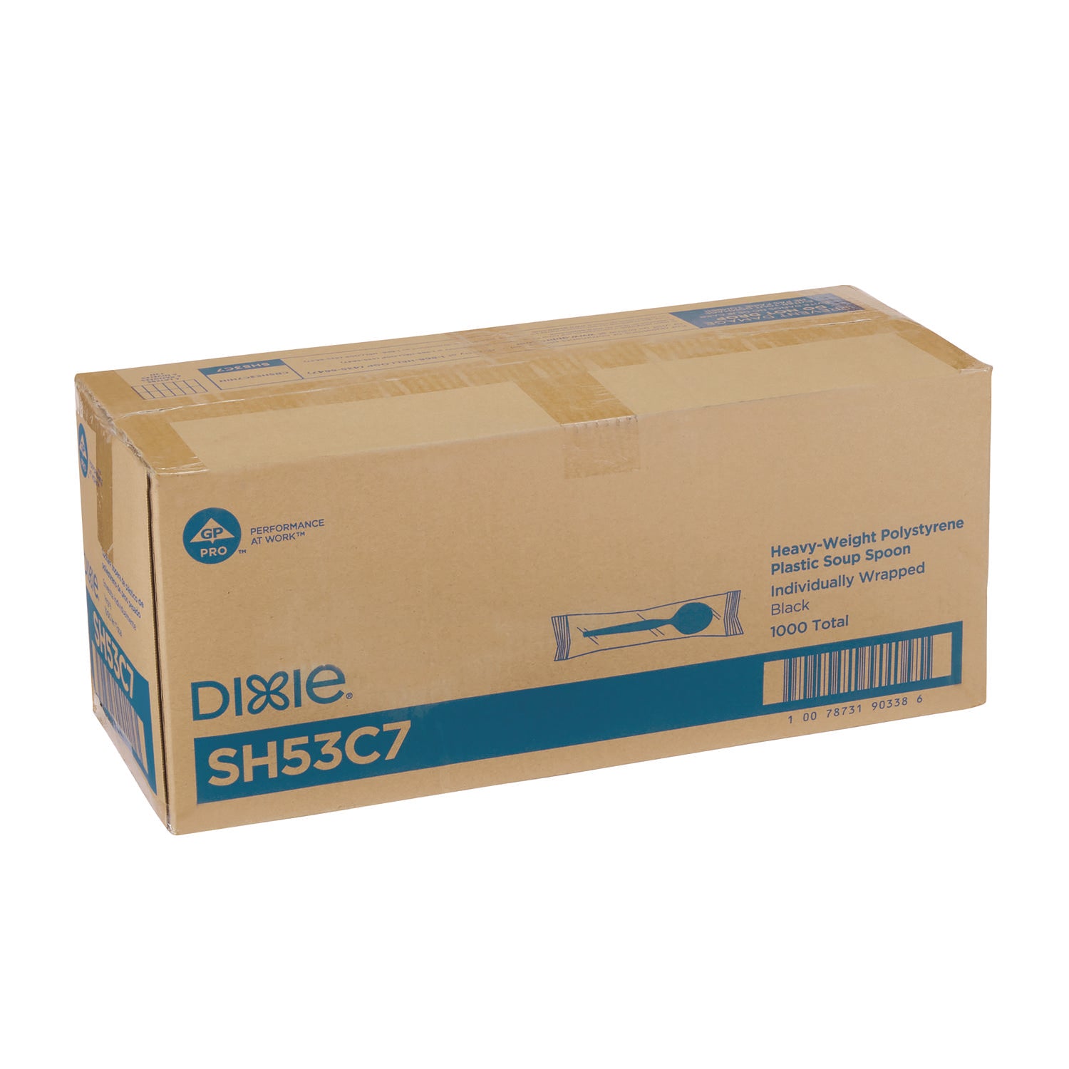 Dixie® Individually Wrapped Heavyweight Soup Spoons, 5.75", Plastic, Black, 1,000/Carton