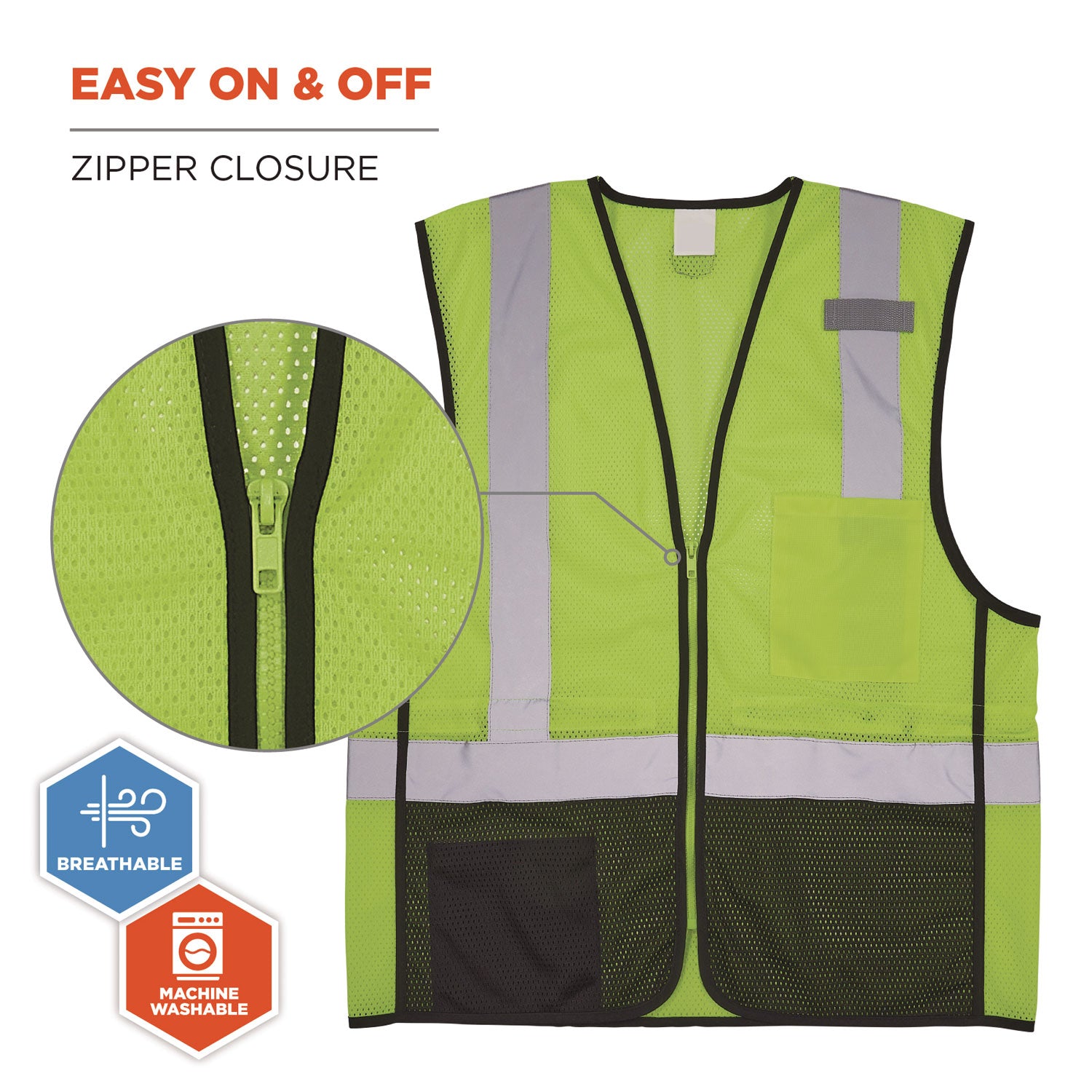 ergodyne® GloWear 8210Z Hi-Vis Class 2 Mesh Vest, 4X-Large to 5X-Large, Lime