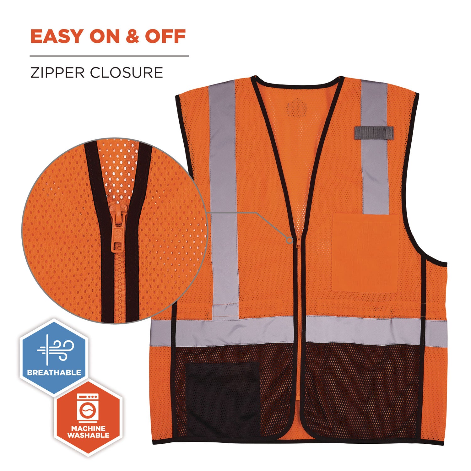 ergodyne® GloWear 8210Z Hi-Vis Class 2 Mesh Vest, Large to X-Large, Orange