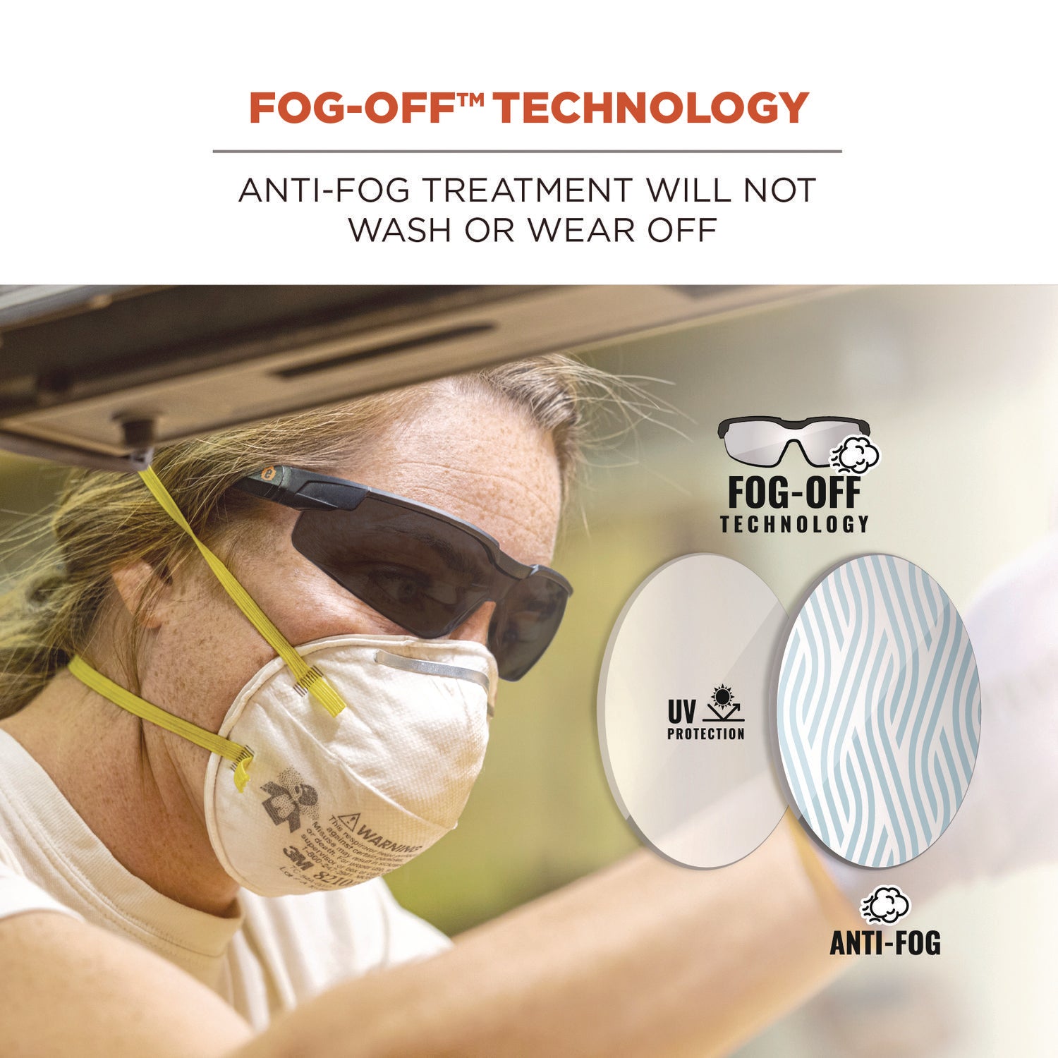 ergodyne® Skullerz DELLENGER Anti-Fog Safety Glasses with Adjustable Temples, Black Nylon Impact Frame, Smoke Polycarbonate Lens