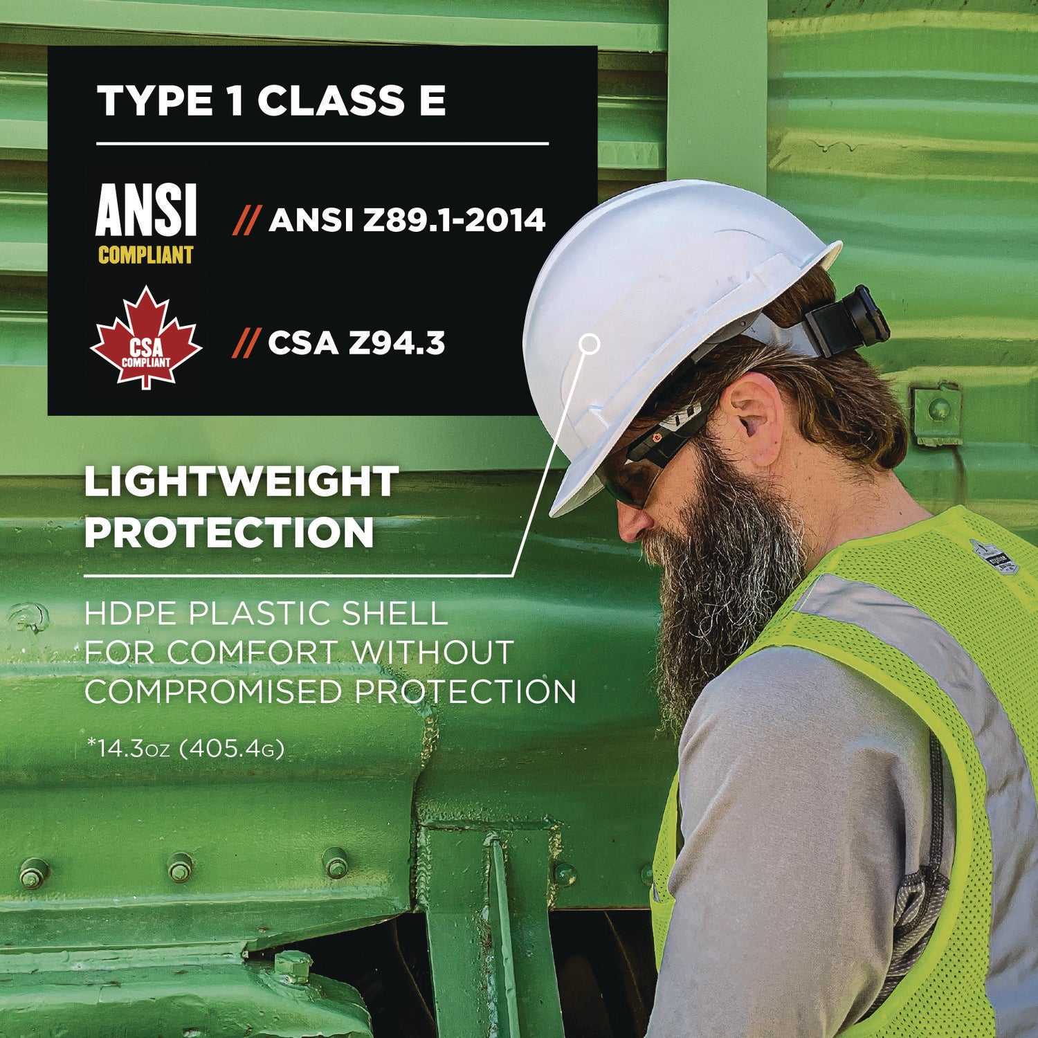 ergodyne® Skullerz 8967 Class E Lightweight Cap-Style Hard Hat, 6-Point Rachet Suspension, Lime