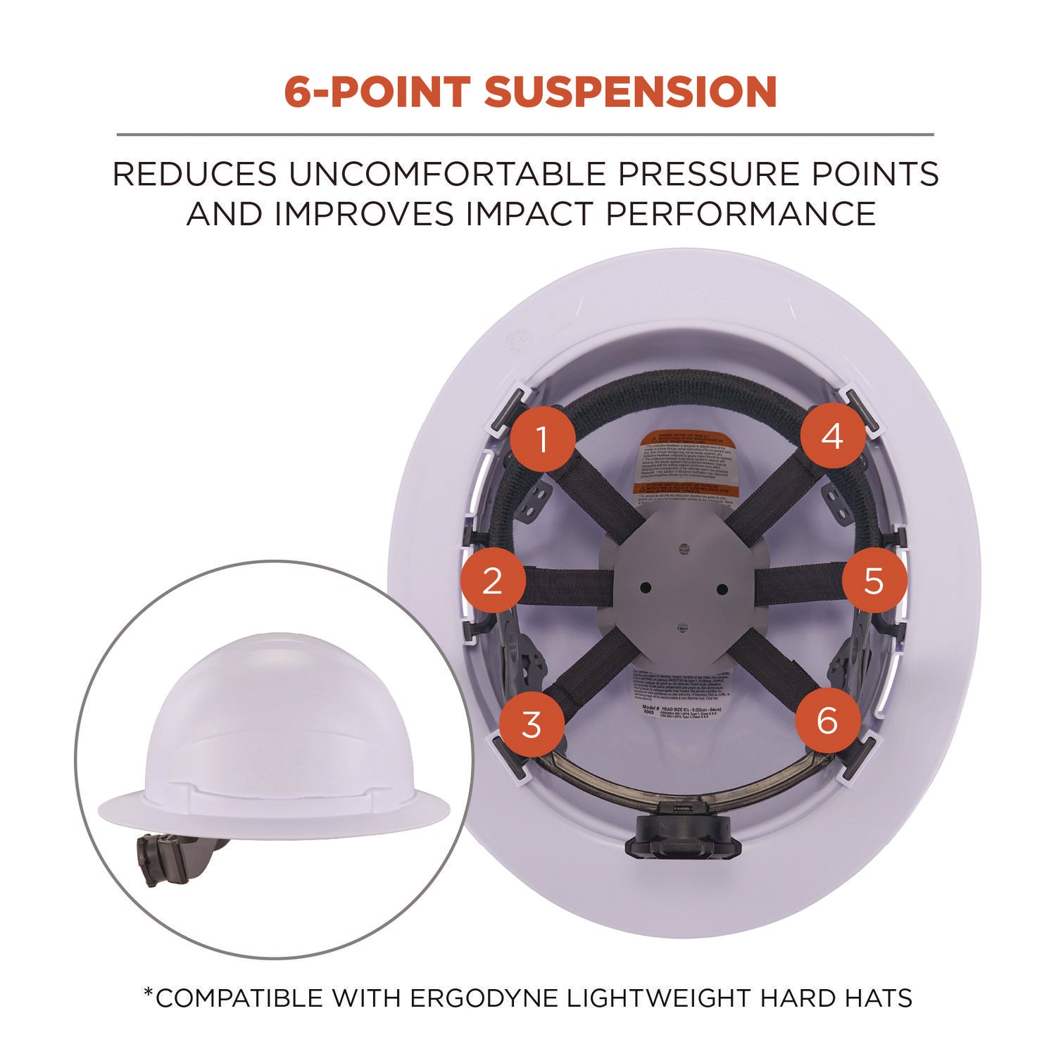 ergodyne® Skullerz 8986 6-Point Hard Hat Suspension Replacement, Gray