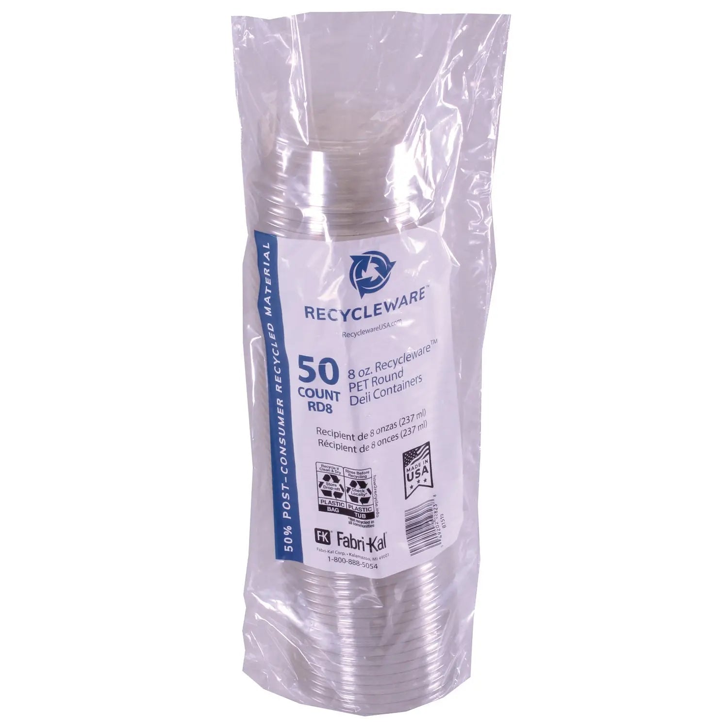 Recycleware Round Deli Container, 8 oz, 4.6