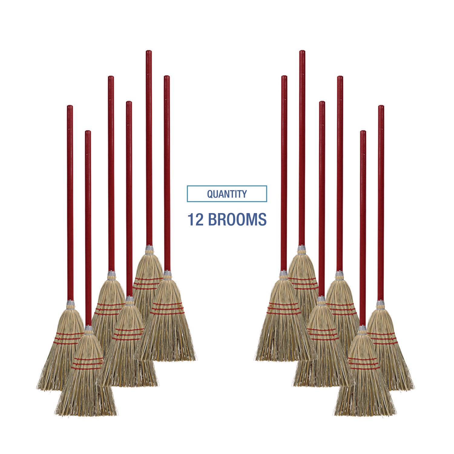 Boardwalk® Corn/fiber Brooms, Corn/synthetic Fiber Bristles, 36" Overall Length, Gray/natural, 12/carton