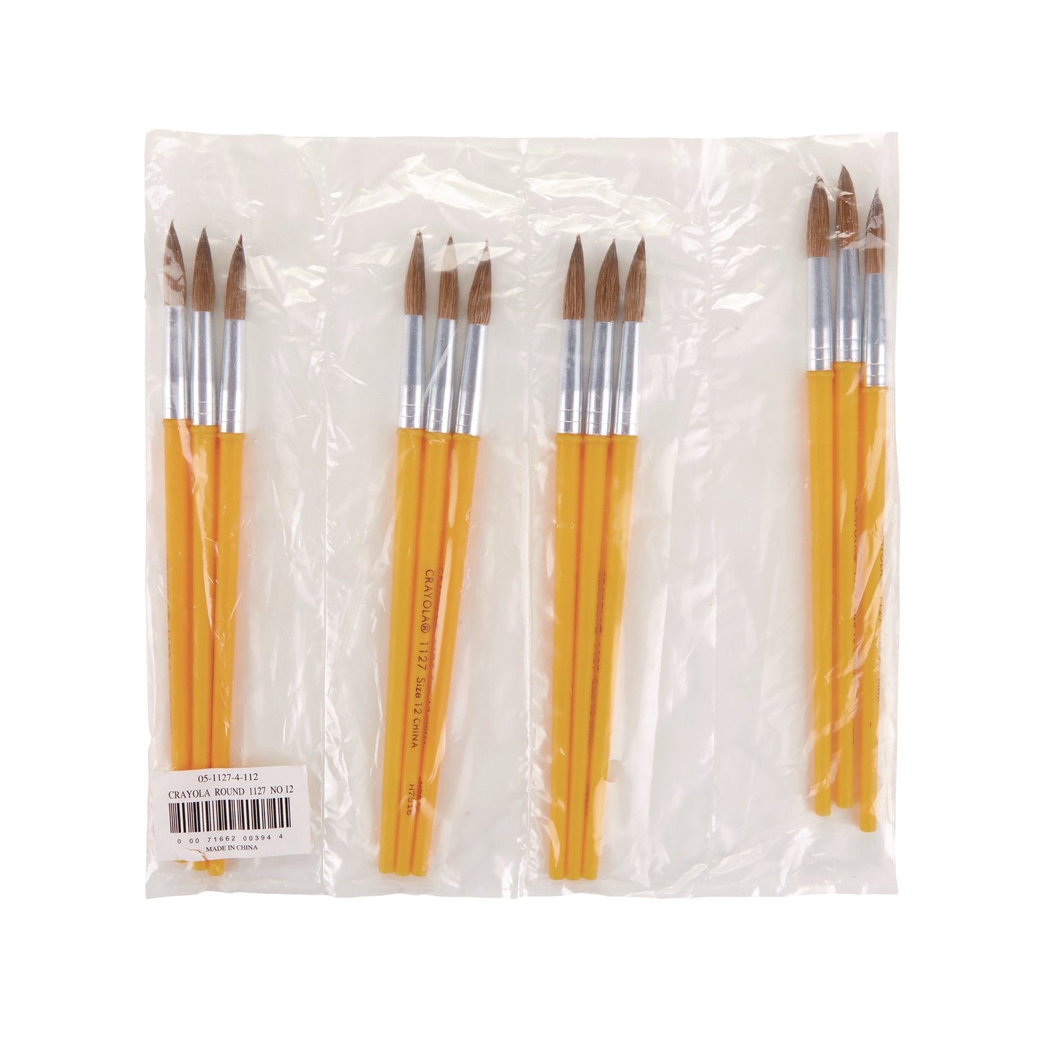 Crayola® Watercolor Brush Set, Size 12, Camel-Hair Blend, Round Profile, 3/pack