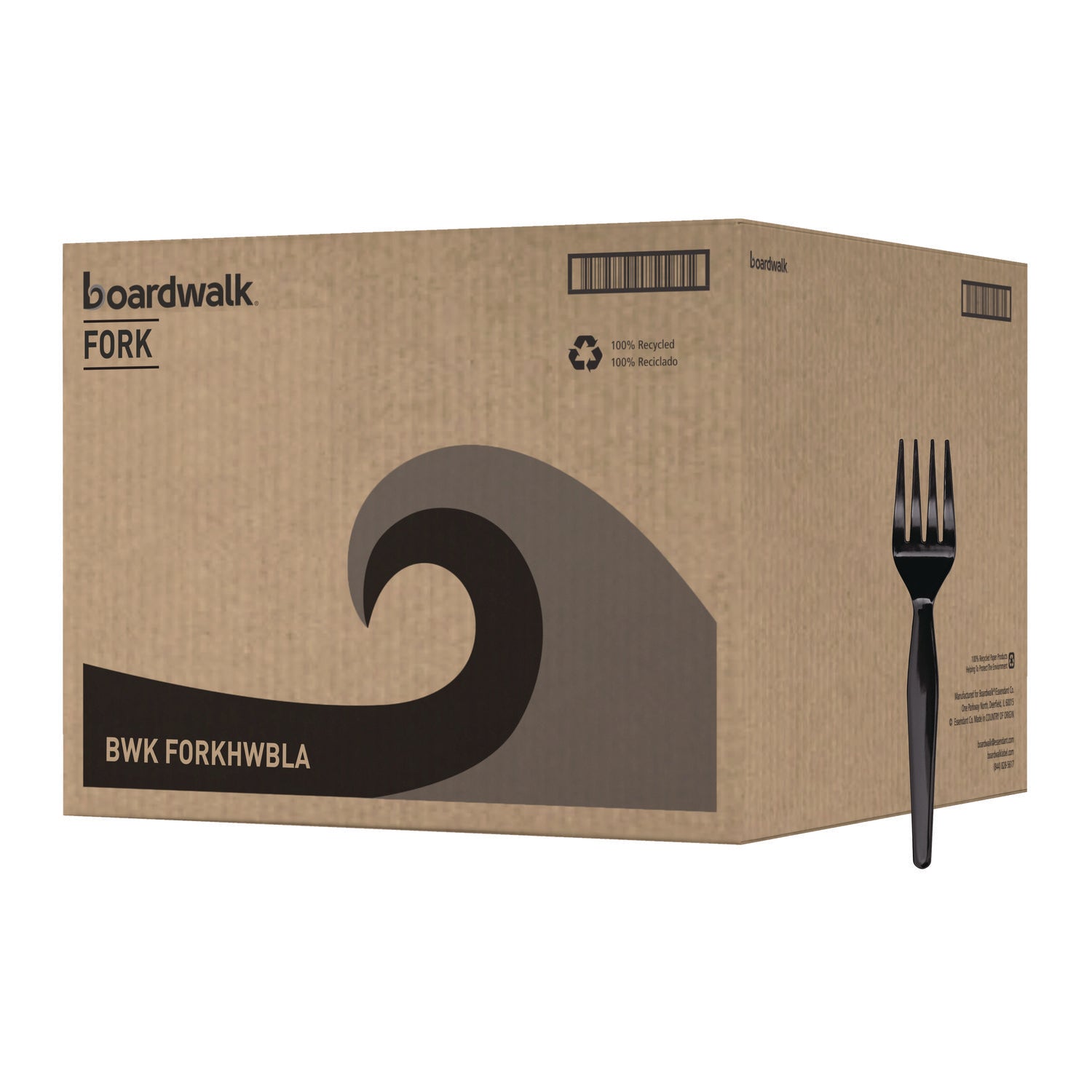 Heavyweight Polystyrene Cutlery, Fork, Black, 1000/Carton