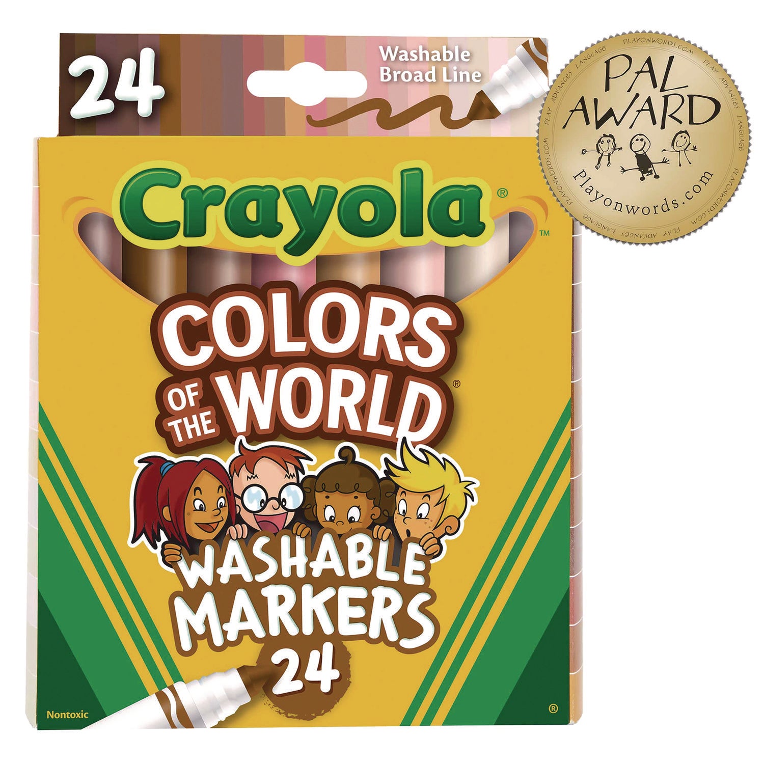 Crayola® Colors of the World Permanent Markers, Broad Bullet Tip, Assorted Colors, 24/Pack