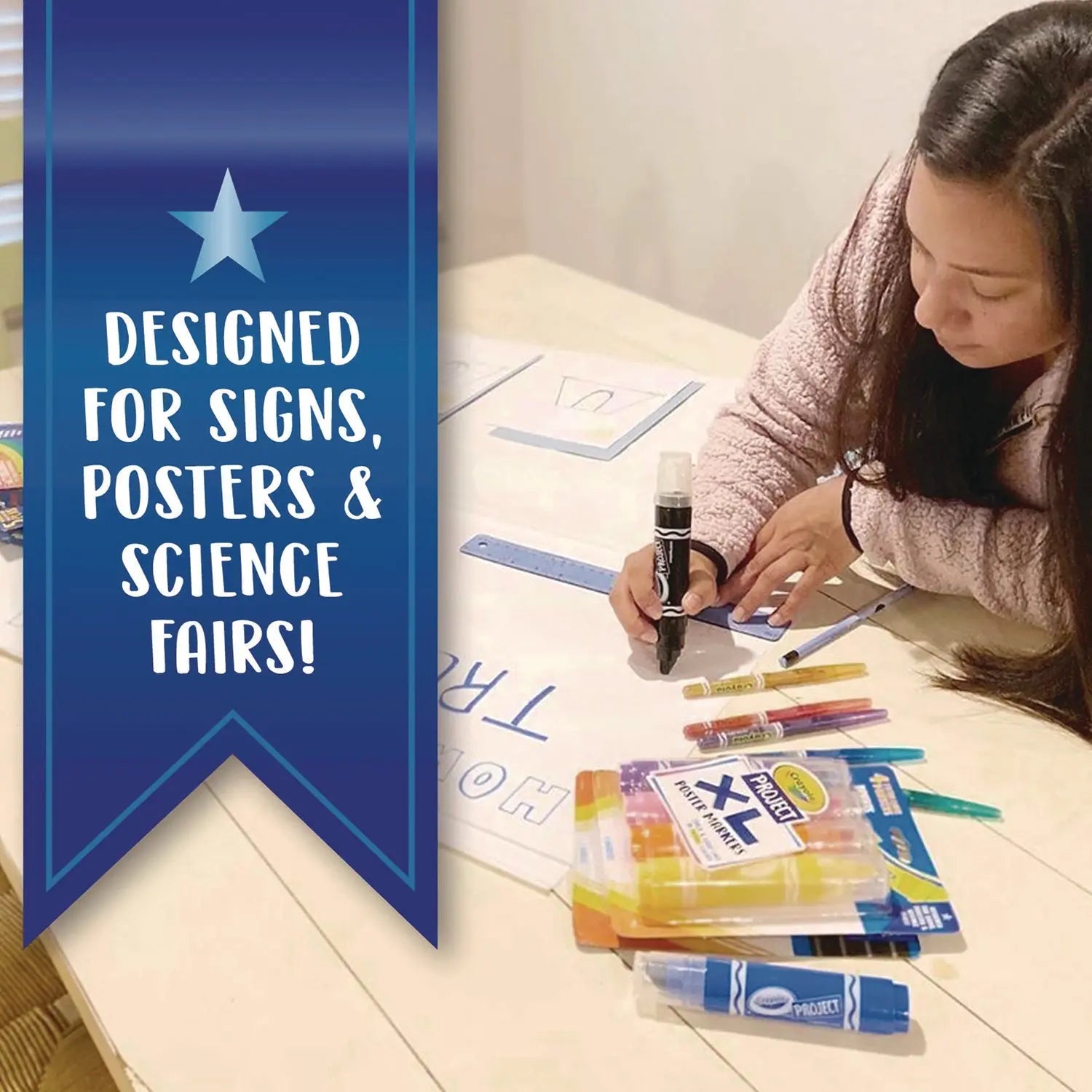 XL Poster Markers, Thin/Thick Chisel Tip, Assorted Classic Colors, 4/Pack Crayola® Flipcost