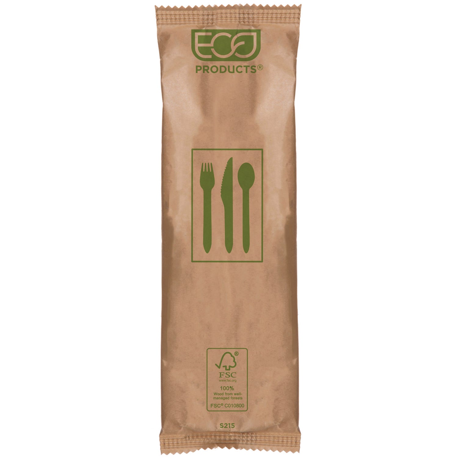 Eco-Products® Wood Cutlery, General Purpose, Fork/Knife/Napkin/Spoon, Natural, 500/Carton