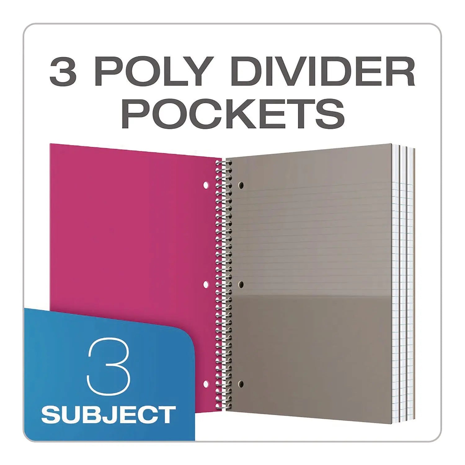 Three-Subject Notebook, 3 Subject, College Rule, Randomly Assorted Cover Color, (150) 11 x 9 Sheets Oxford™ Flipcost
