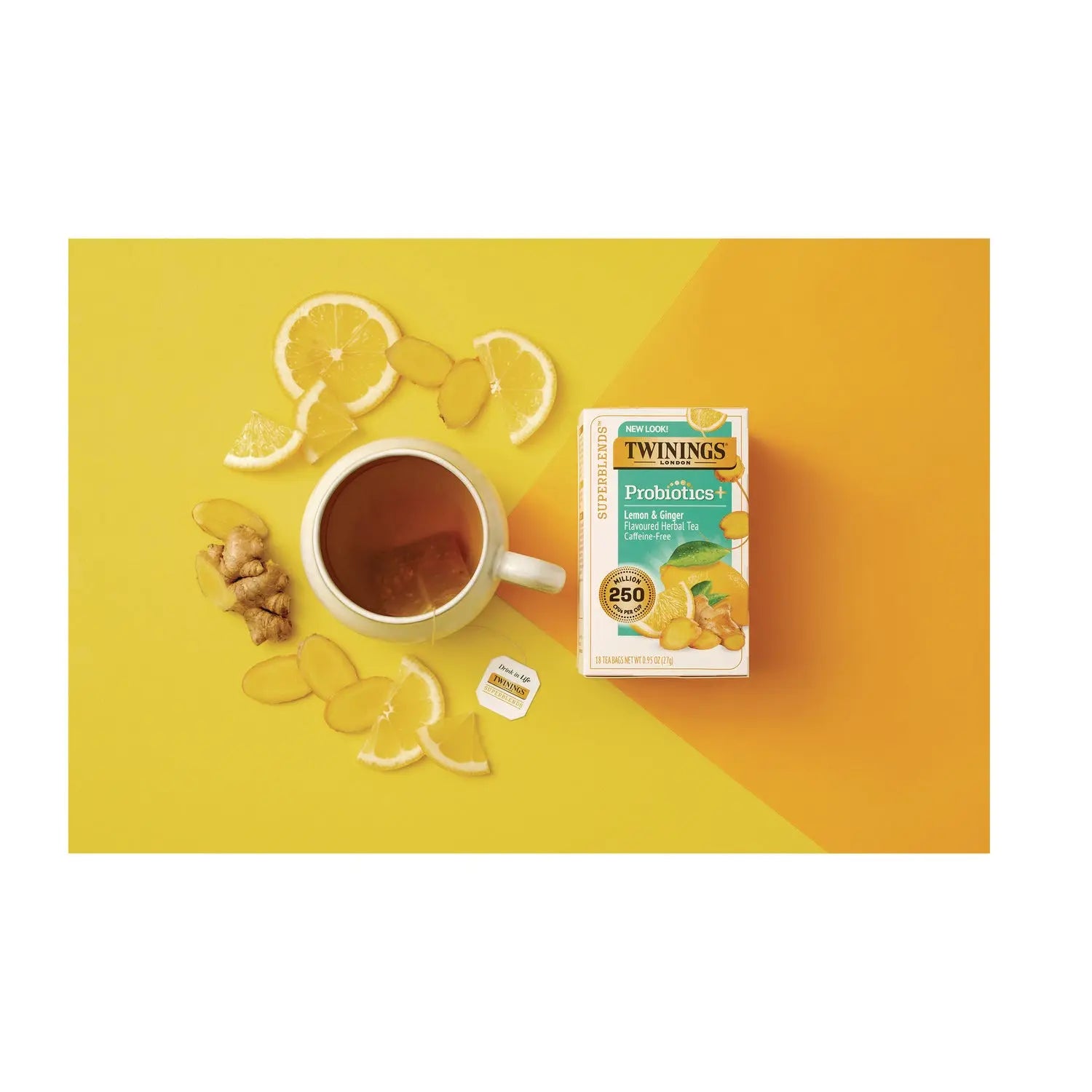 Probiotics Lemon and Ginger Herbal Tea Bags, 0.05 oz, 18/Box TWININGS® Flipcost