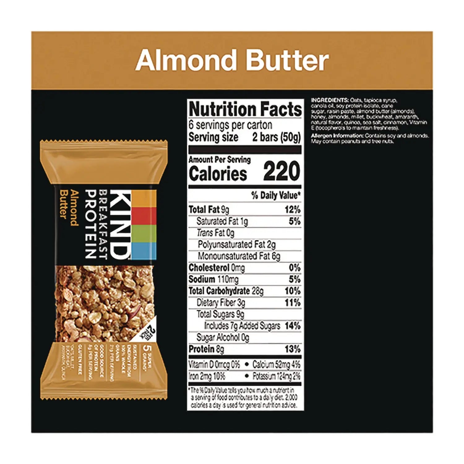 Breakfast Protein Bars, Almond Butter, 1.76 oz Two-Bar Packs, 6/Box KIND Flipcost