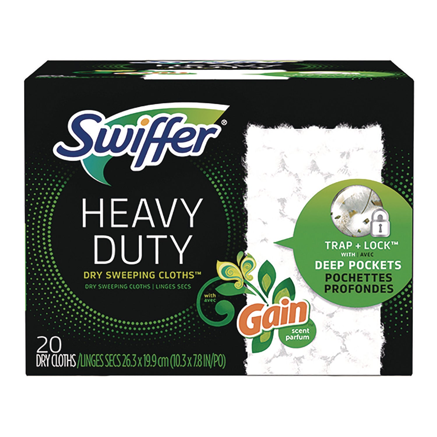 Swiffer® Heavy-Duty Dry Refill Cloths, 7.8 x 10.3, Gain Original Scent, White, 20 Cloths/Box