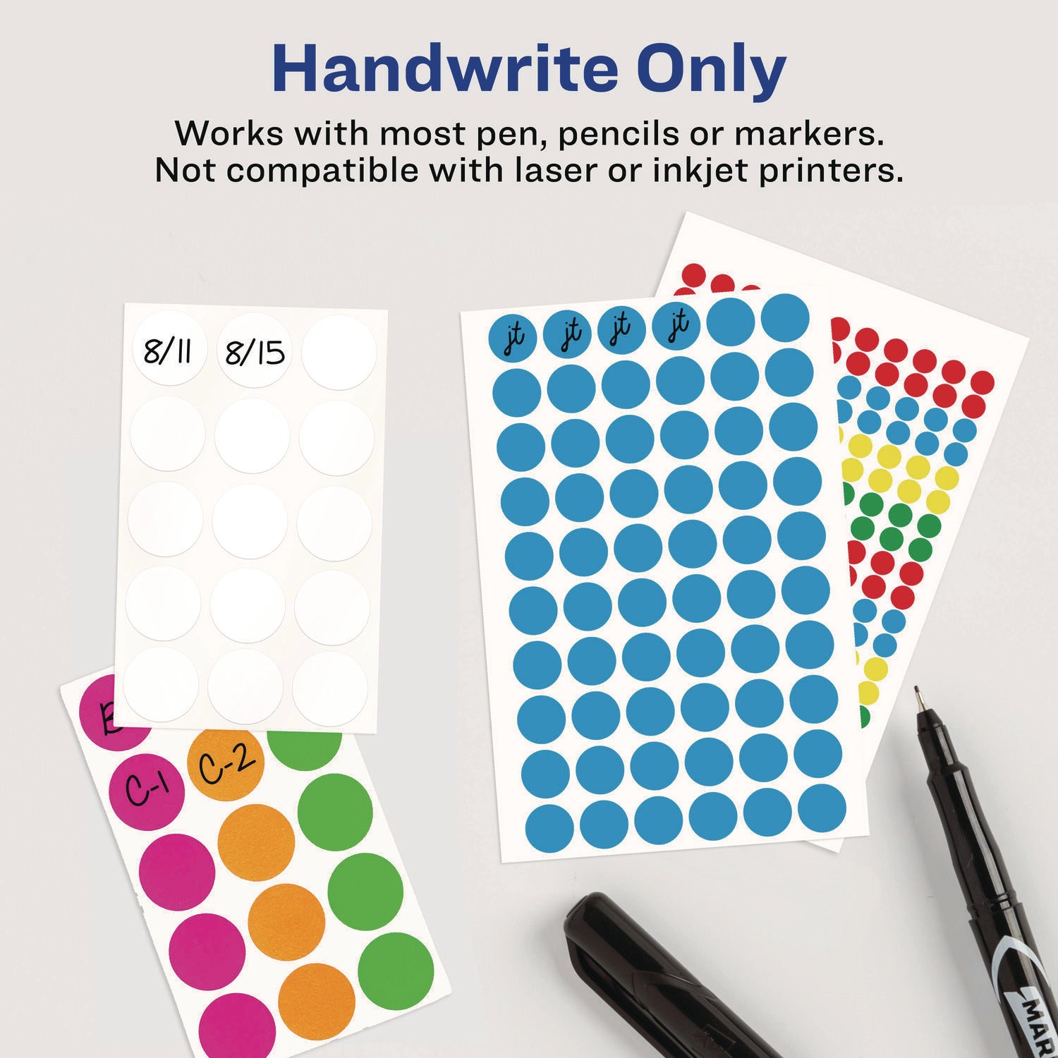 Avery® Handwrite-Only Self-Adhesive "See Through" Removable Round Color Dots, 0.75" dia, Assorted, 35/Sheet, 29 Sheets/Pack, (5473)