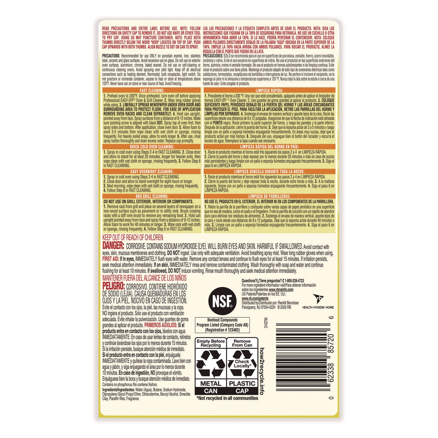 Professional EASY-OFF® Oven And Grill Cleaner, Unscented, 24 Oz Aerosol Spray