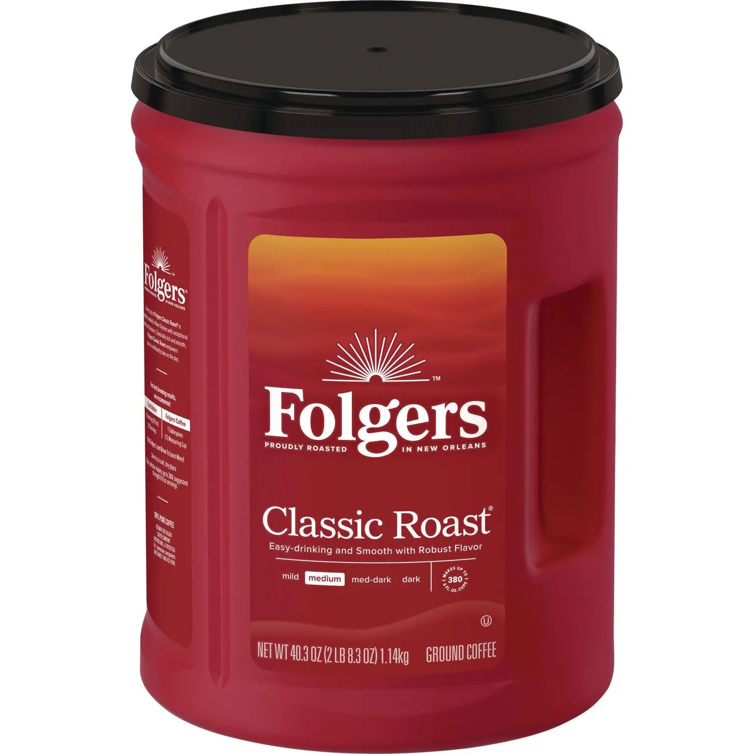 Classic Roast Ground Coffee, 40.3 oz Canister, 6/Carton